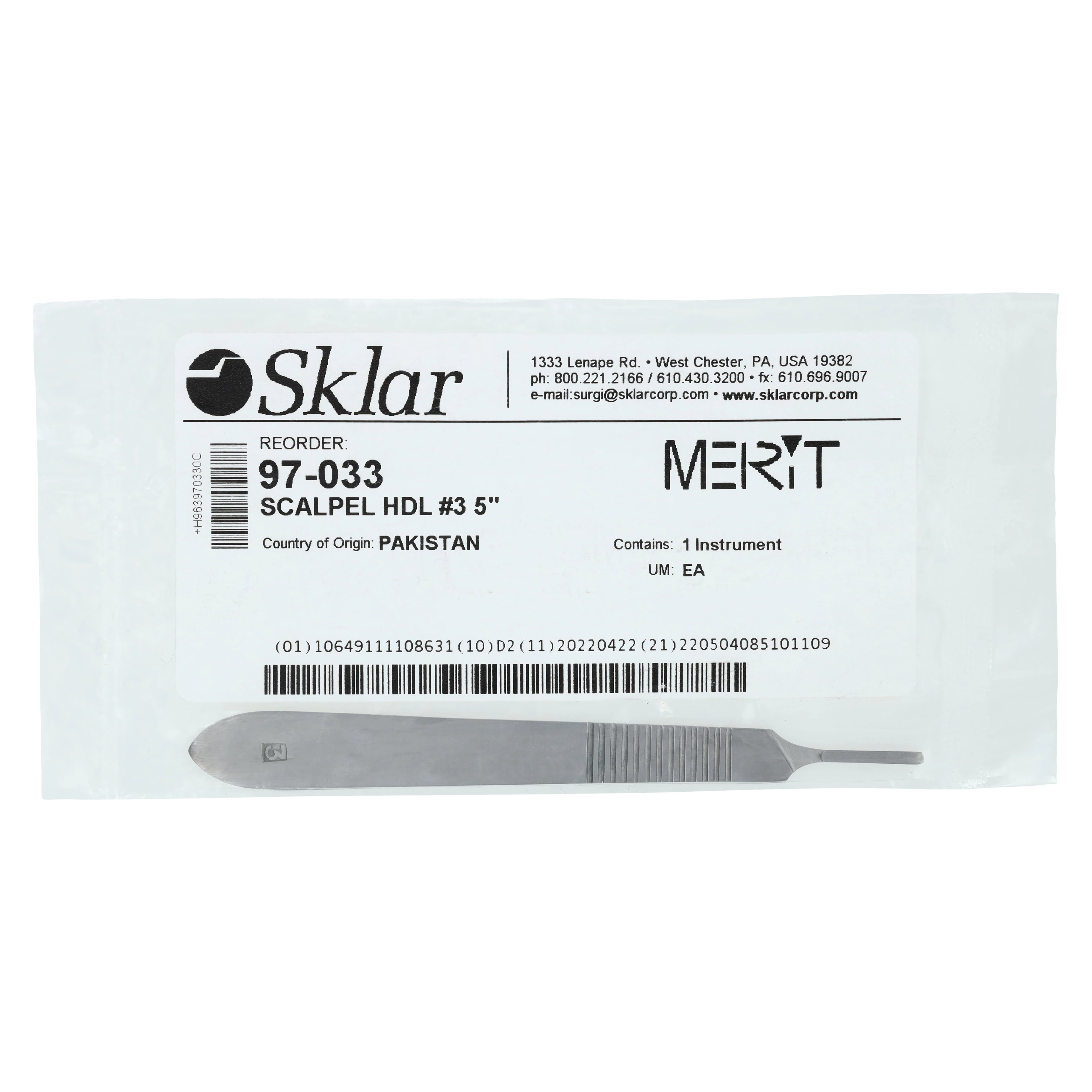 Sklar Instruments Merit Scalpel Blade Handle #3
