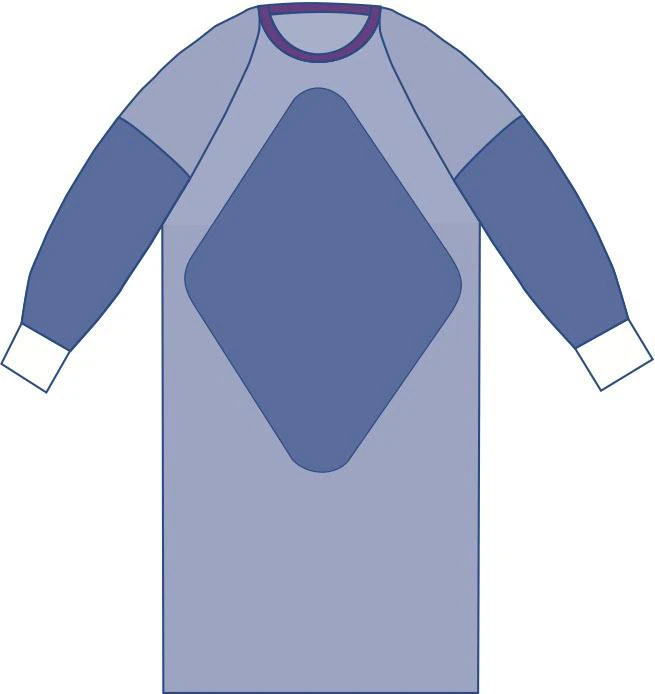 Sirus Disposable Surgical Gown, AAMI Level 3, Reinforced Fabric, 2X Large, Blue, Sterile, Hook & Loop Neck, Raglan Sleeves, 28/Case