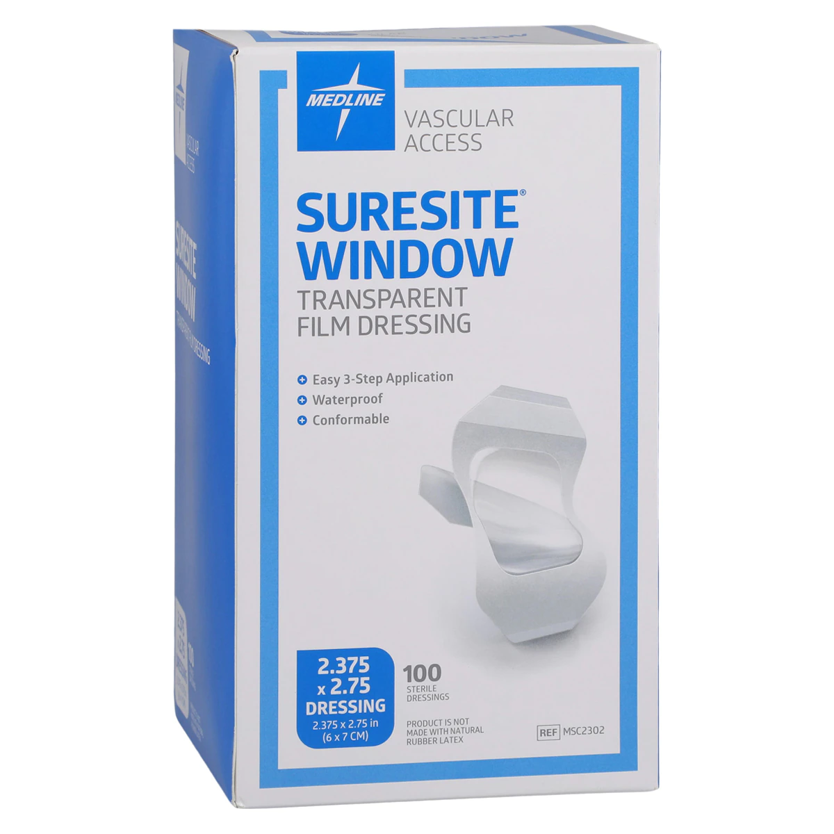 Medline Suresite Transparent Window Dressing, 2.375" x 2.75", Sterile, 100/Box