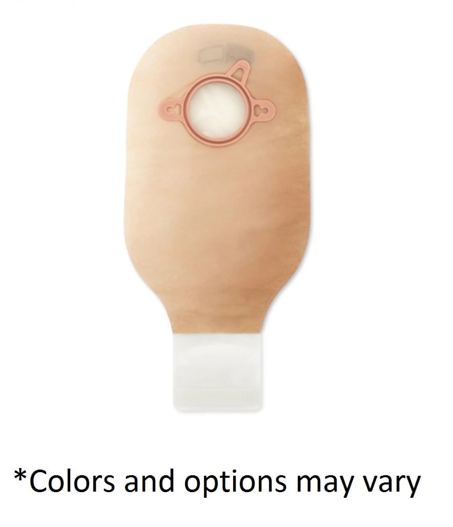 Hollister New Image 2-Piece Ostomy Pouch, 12" Length, 2.25" Flange, Beige/Red