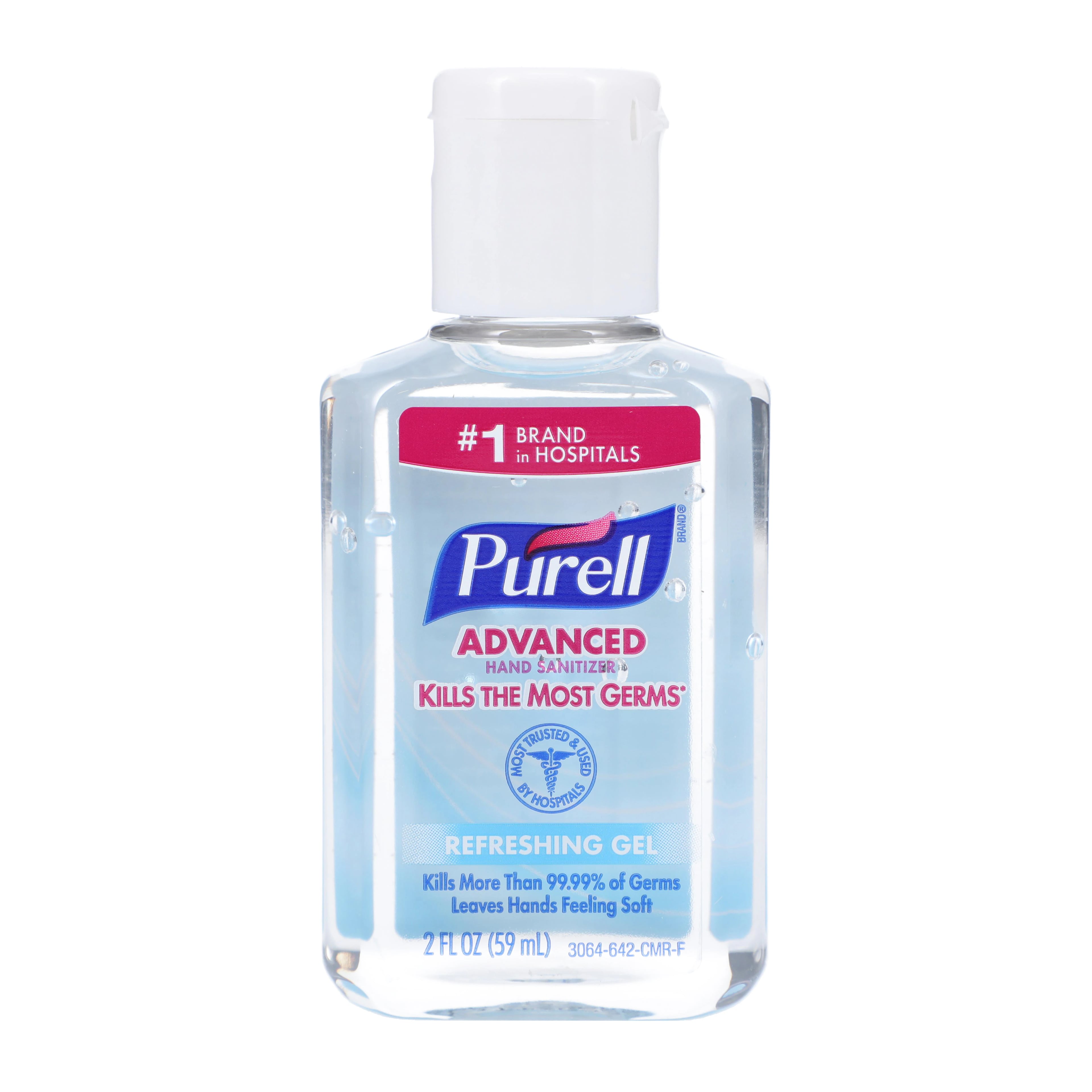 PURELL Advanced Instant Hand Sanitizer, Refreshing Gel, 2 fl oz Flip-Cap Bottle, 24/Case, 9605-24