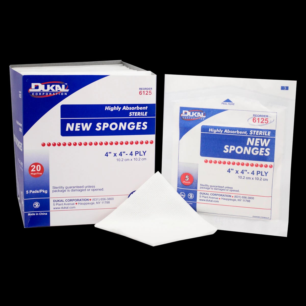 Dukal Nonwoven Gauze Sponge, 4x4 inch, 4-Ply, Sterile, Rayon/Polyester Blend, Latex-Free
