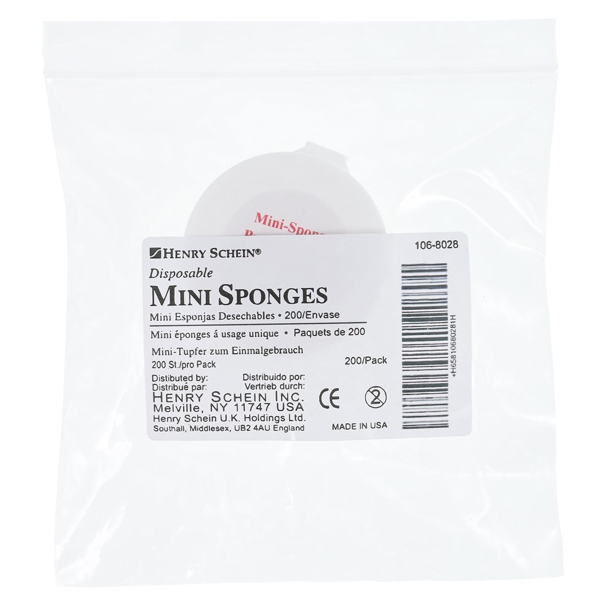 Henry Schein Disposable Mini Sponges, Polyethylene, 200/Box