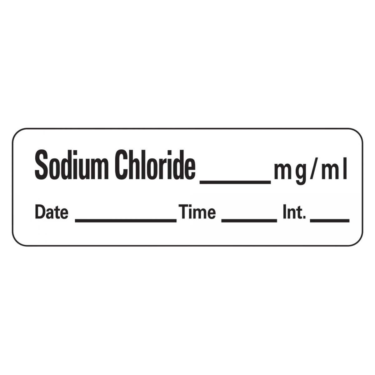 Precision Dynamics Corp Label Sodium Chloride mg/ml, White, 1-1/2" x 1/2", 600/Roll