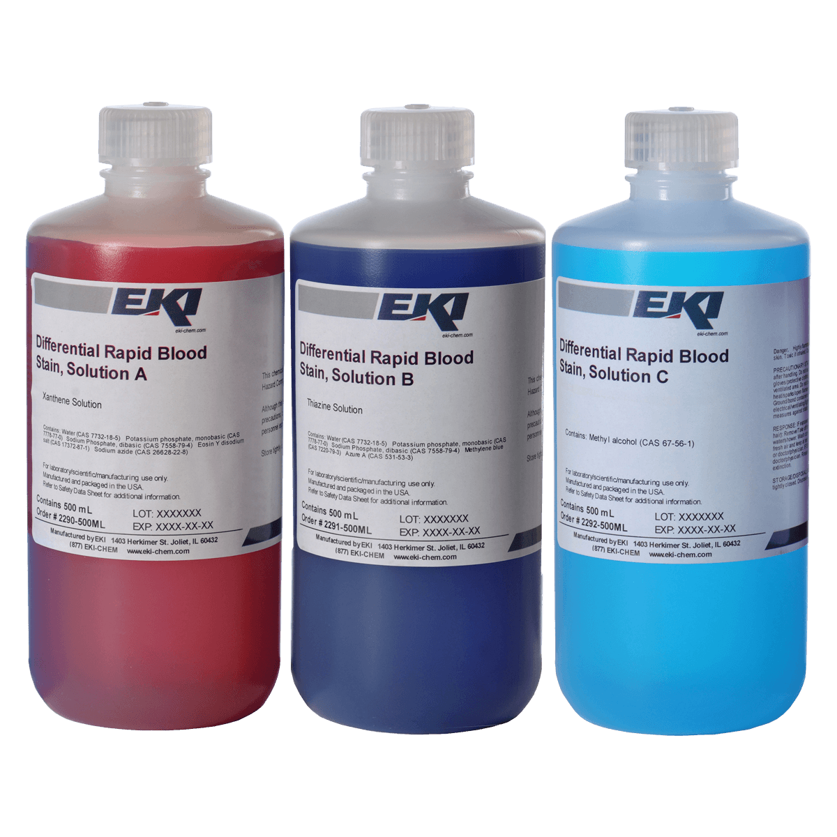 EK Industries Diff Rapid Blood Stain Kit, 500 mL, 3 per Set