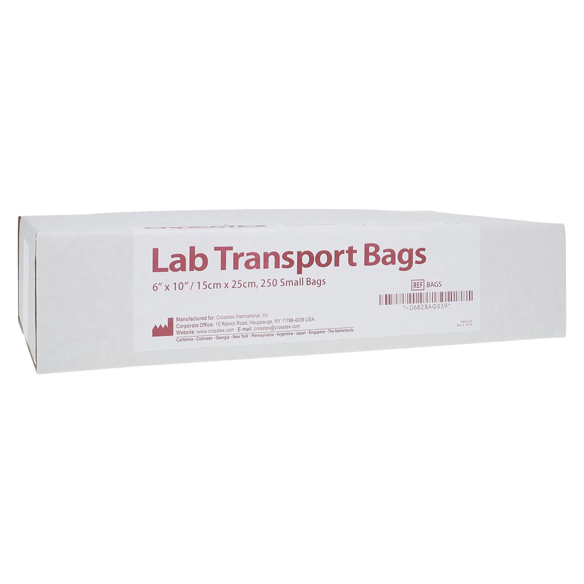 Crosstex Lab Transport Bags, 6" x 10", Self-Sealing, Clear Plastic, 1000/Case (4 Boxes of 250)