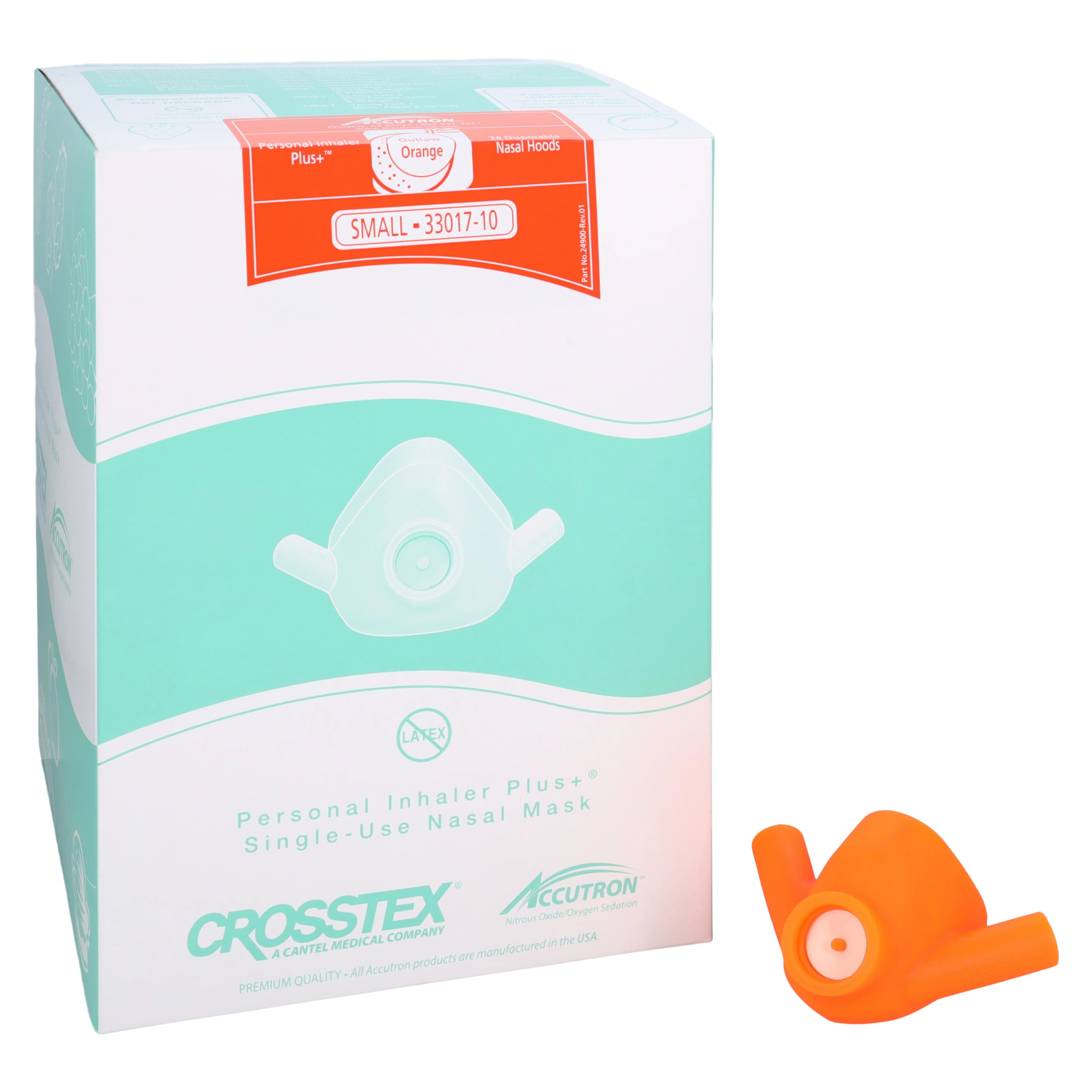 Accutron Personal Inhaler Plus+ (PIP+) Single-Use Nasal Hoods, Small, Outlaw Orange, 24/Pk, 33017-10
