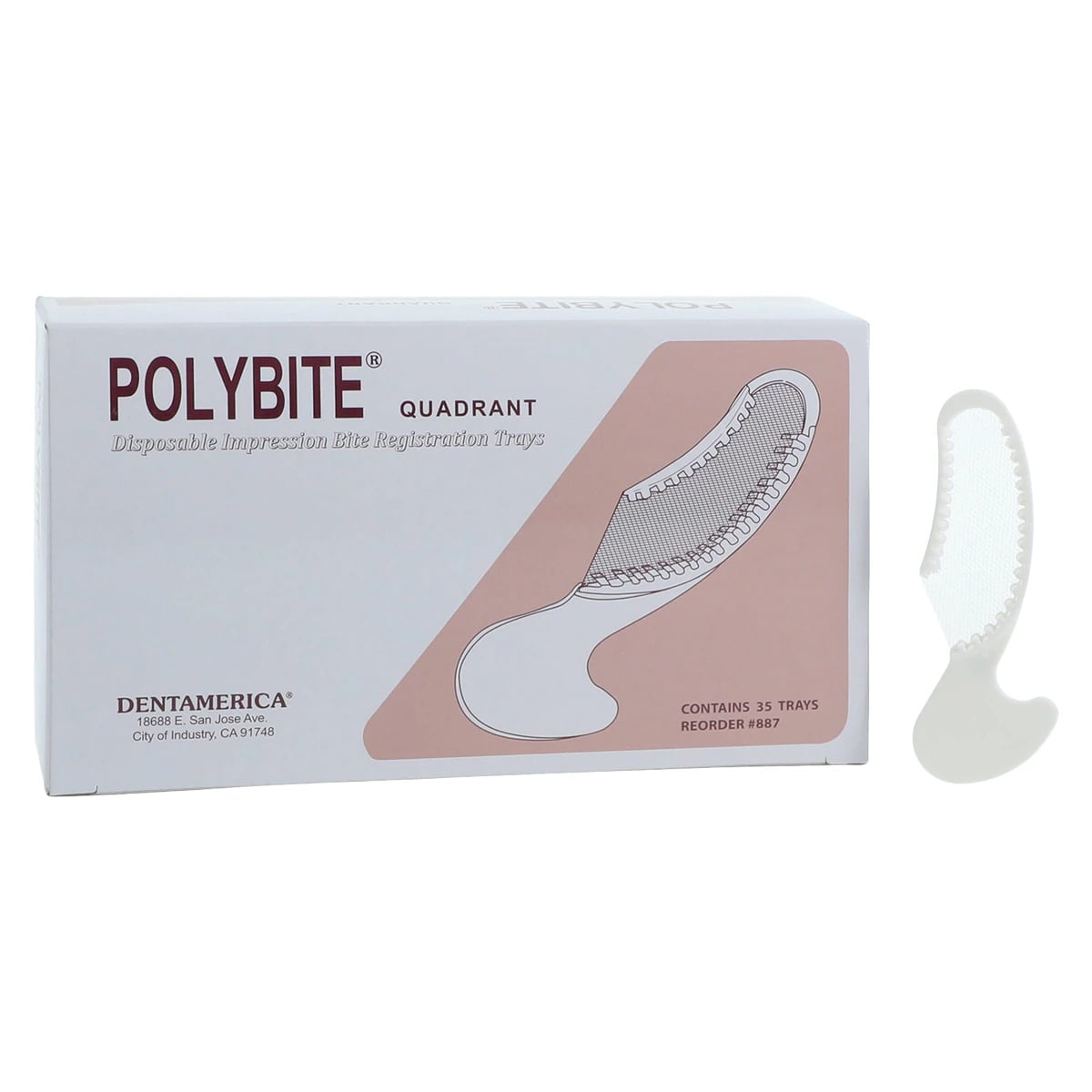 Dentamerica Polybite Disposable Quadrant Bite Registration Trays, 3-in-1 Impression/Counter/Bite, 35/Box, #887