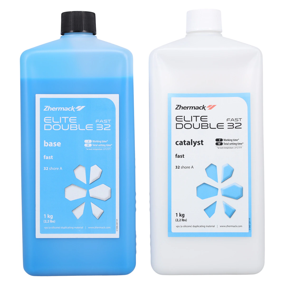Zhermack Elite Double 32 FS Duplicating Material, Fast Set Silicone, 2x1 Kg (4.4 lb/Bottle)