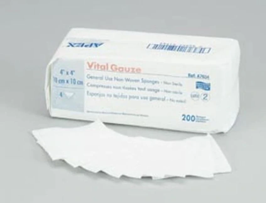 Medicom Vital Gauze Non-Woven Sponges, 4" x 4", 4-Ply, Non-Sterile, 2000/Box, A7634