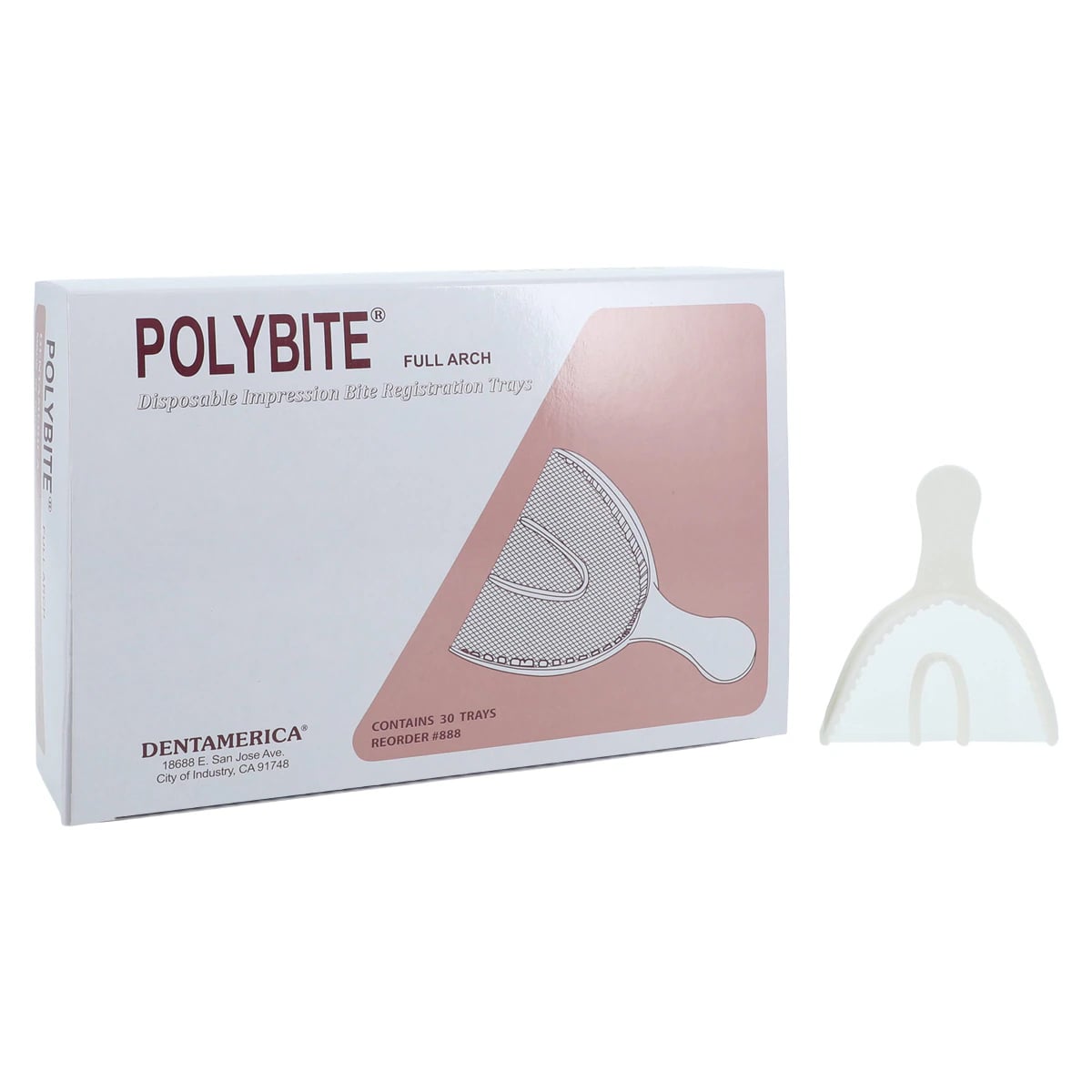 Dentamerica Polybite Disposable Full Arch Bite Registration Trays, 3-in-1, 30/Box, #888