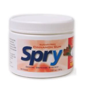Spry Xylitol Gum, Cinnamon Flavor, 100/Tub