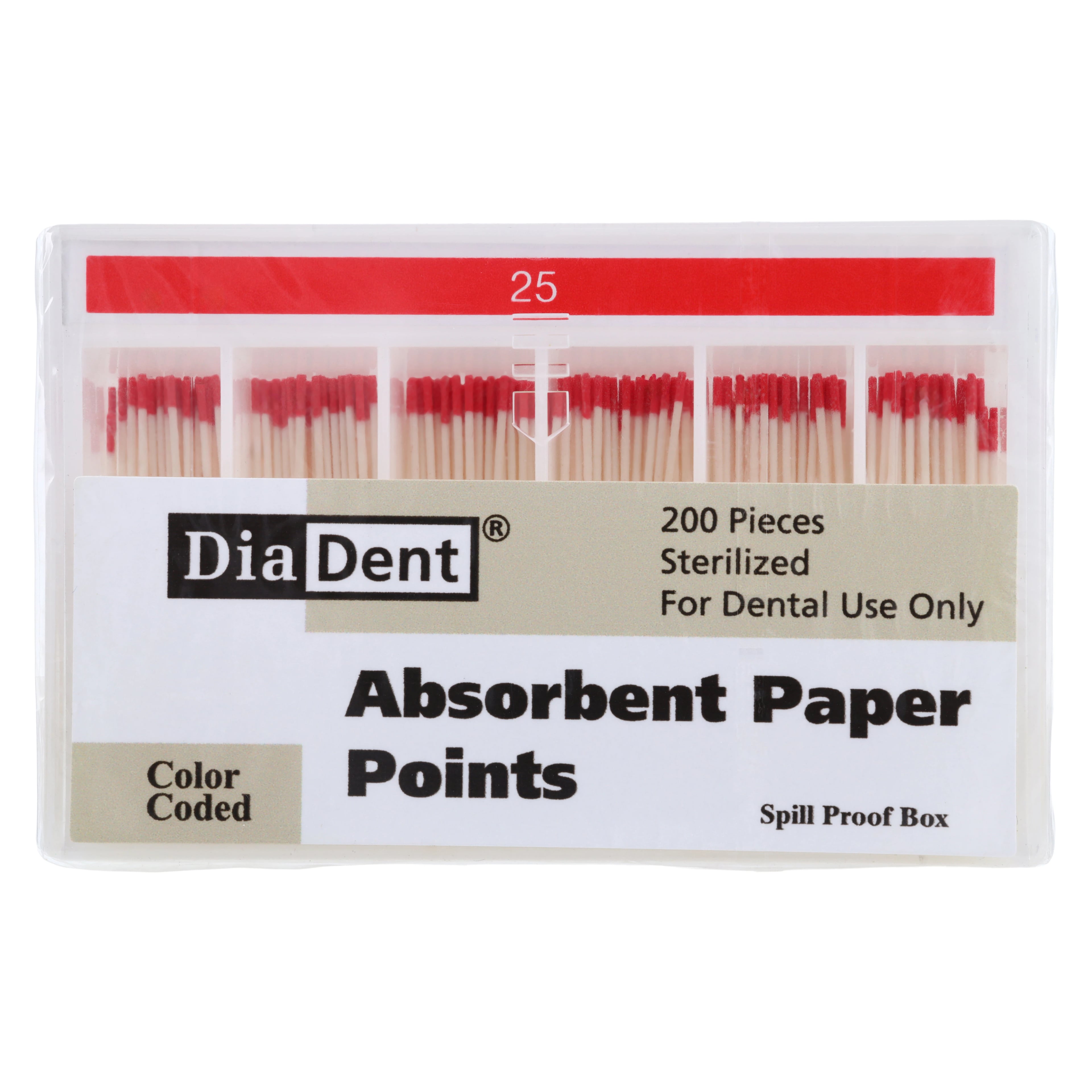 DiaDent Absorbent Paper Points, Non-Marked, .02 Taper, Size #25 (ISO), Slide Package, 200/Box