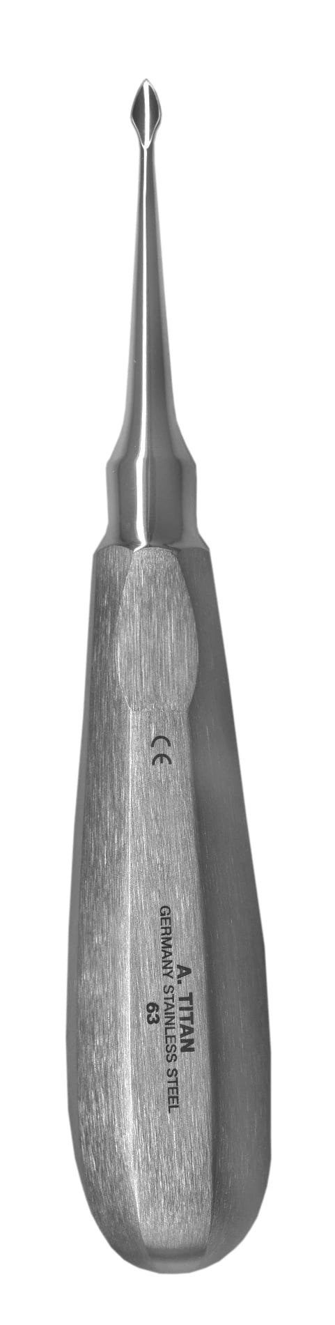 A. Titan Instruments #63 Spade Tip Bone Preservation Elevator, Straight, 4 mm Tip, Single End, 1/Pk