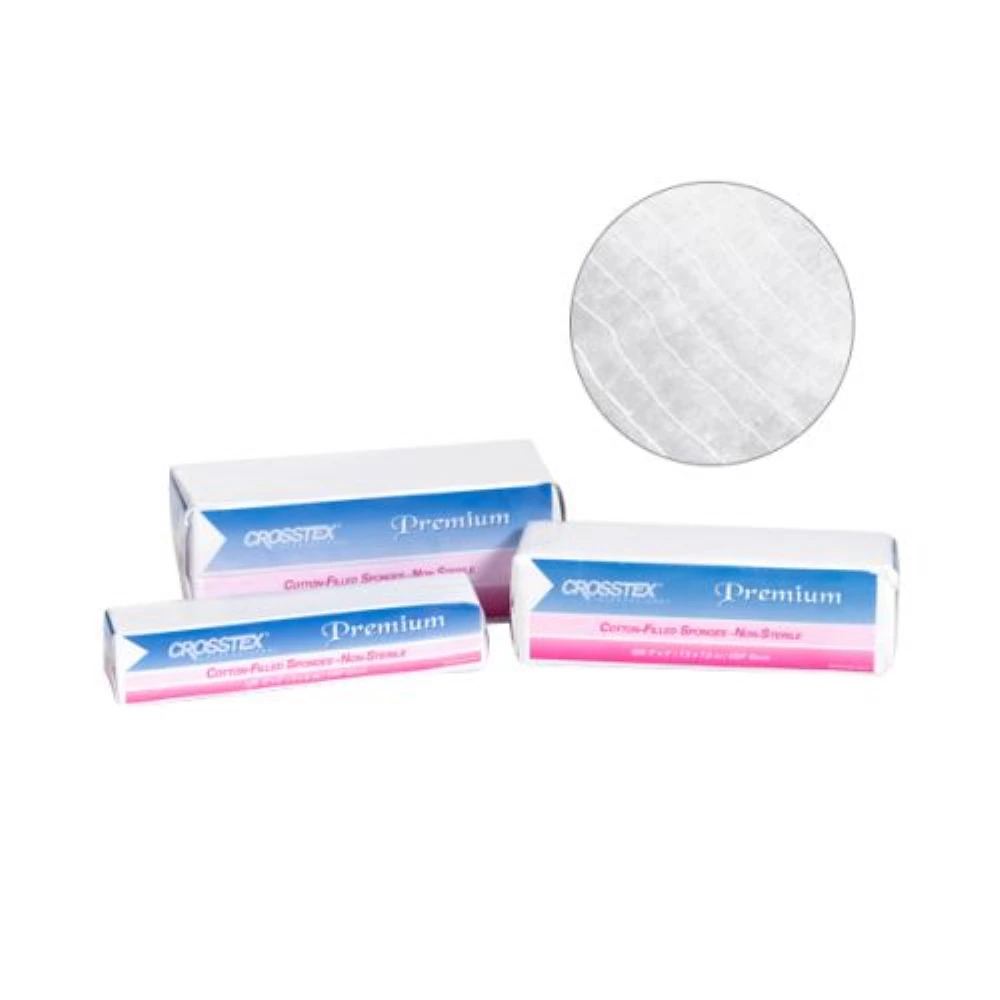 Crosstex Premium Sterile Cotton-Filled Exodontia Sponges, 2" x 2", 4-Ply, 5000/Case, ESCC