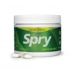 Spry Xylitol Gum, Spearmint Breath Freshening, 100/Tub