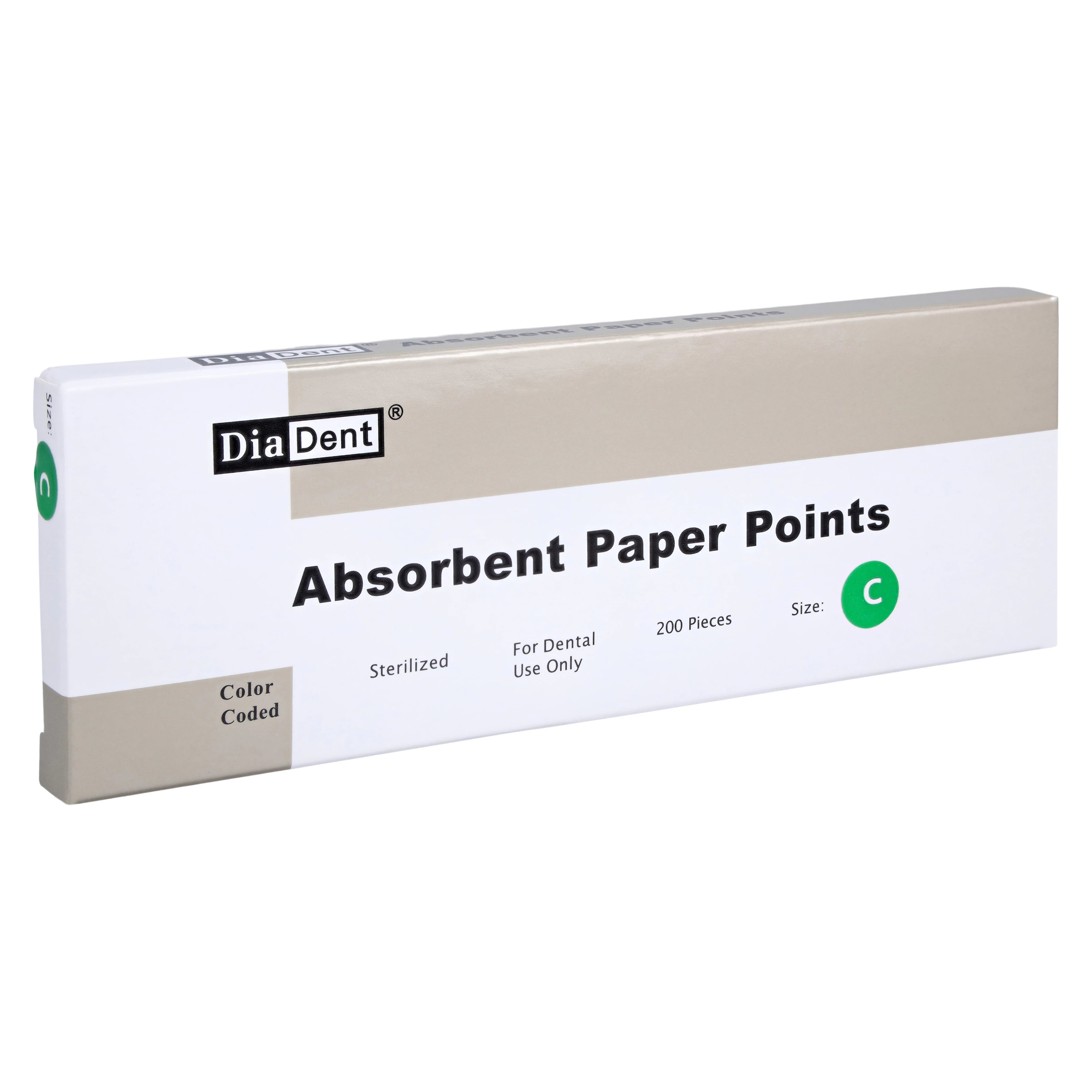Diadent Absorbent Paper Points, Coarse, Non-Marked, Cell Pack, 200/Pk, Sizes 202-305