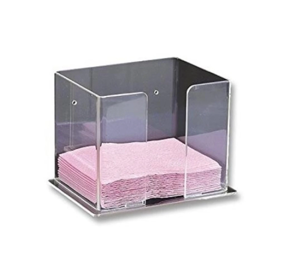 Plasdent 1205 Long Side Loading Bib Holder, Clear, 5-5/8" W x 7-1/2" H x 6-1/4" D