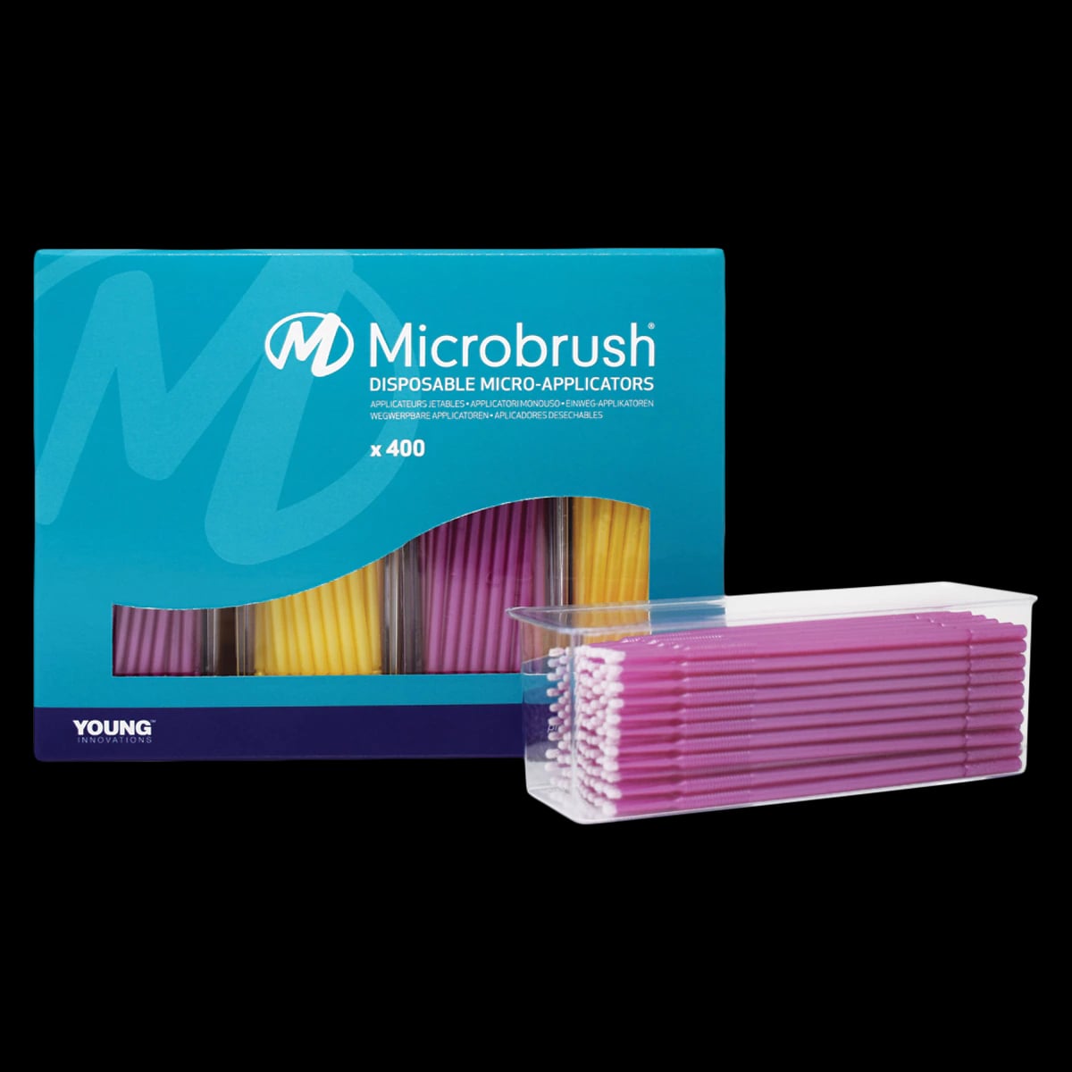 Microbrush Plus Micro-Applicator Dispenser Refills, Fine, Yellow/Pink, 400/Pk, PF400