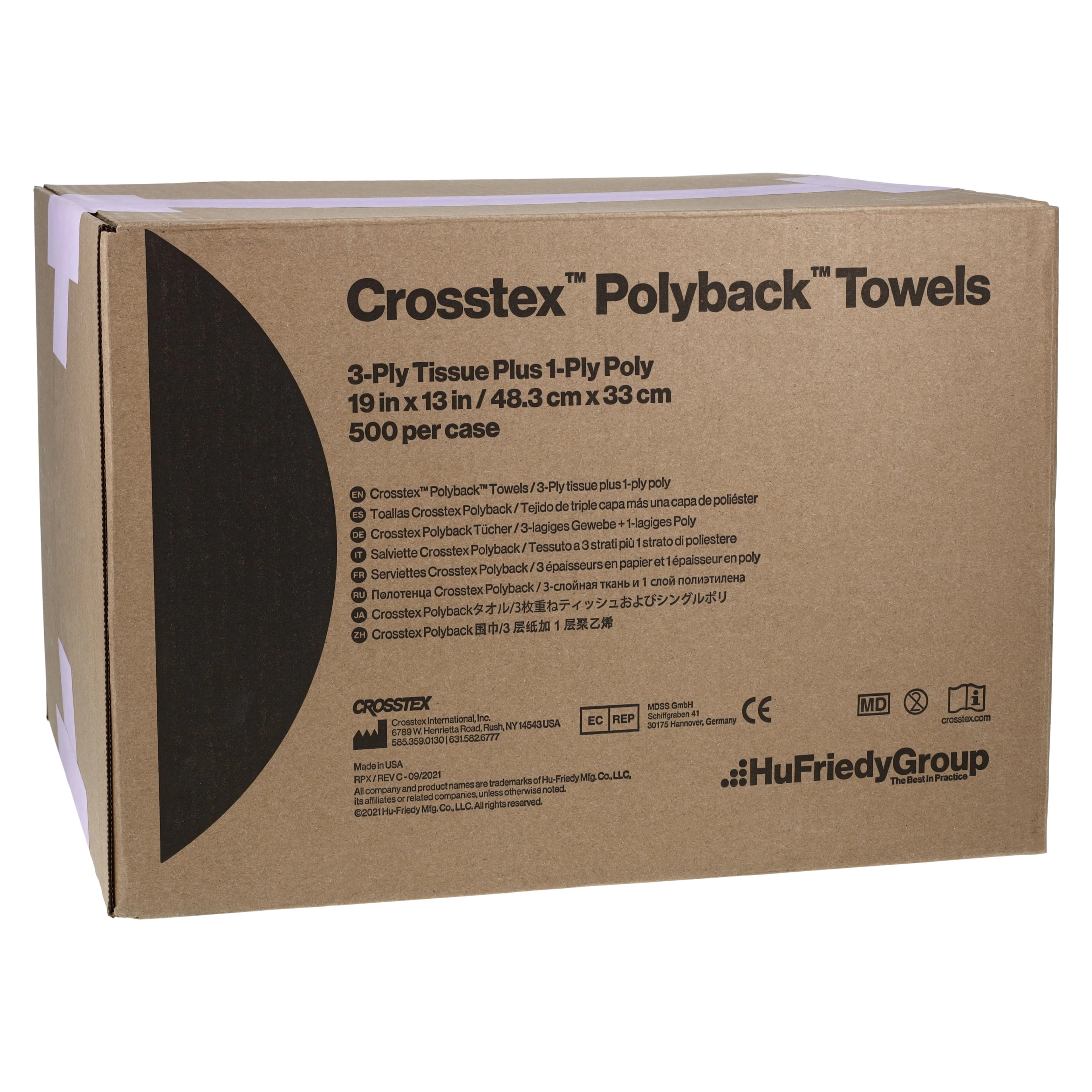 Crosstex Polyback Patient Bibs, 3-Ply Paper / 1-Ply Poly, Lavender, 13" x 19", 500/Case, WPXLV
