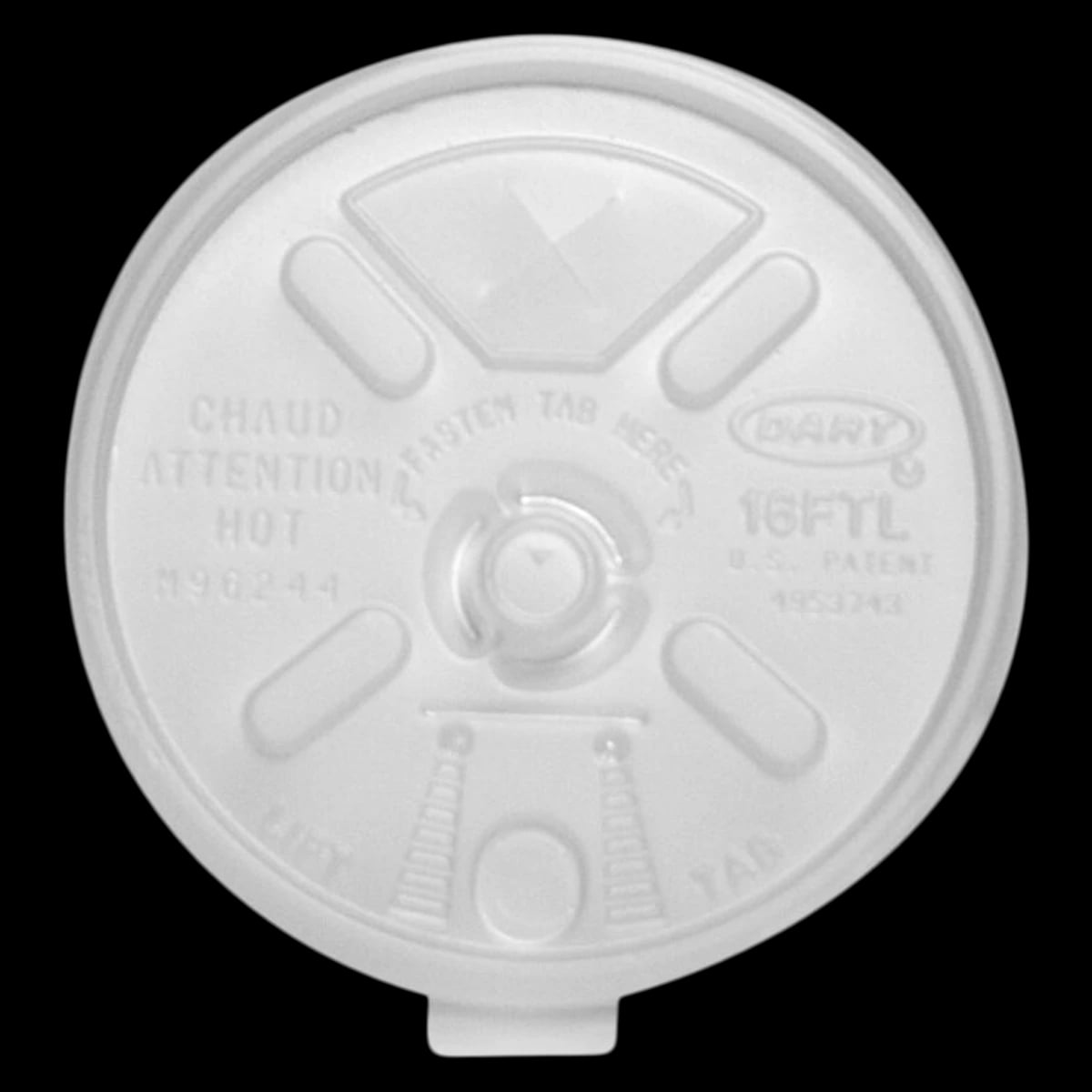 Dart White Styrofoam Cup Lid for 16 oz Cups, Disposable, 1000/Case