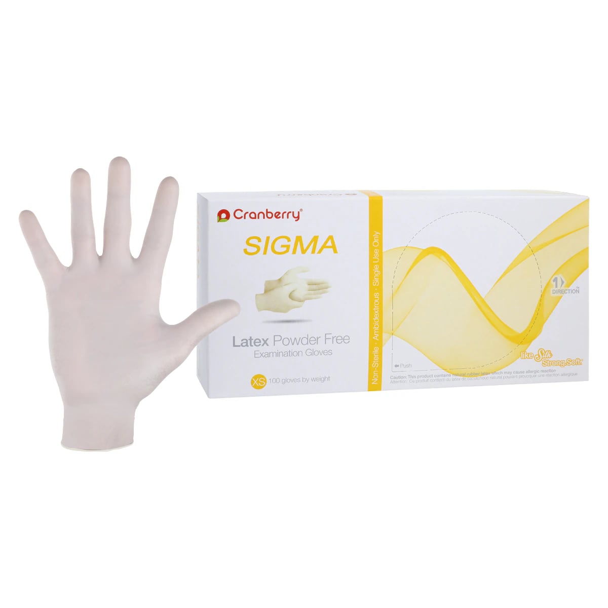 Cranberry® SIGMA Powder Free Latex Exam Gloves, Extra Small, White, 100/Box, CR5815