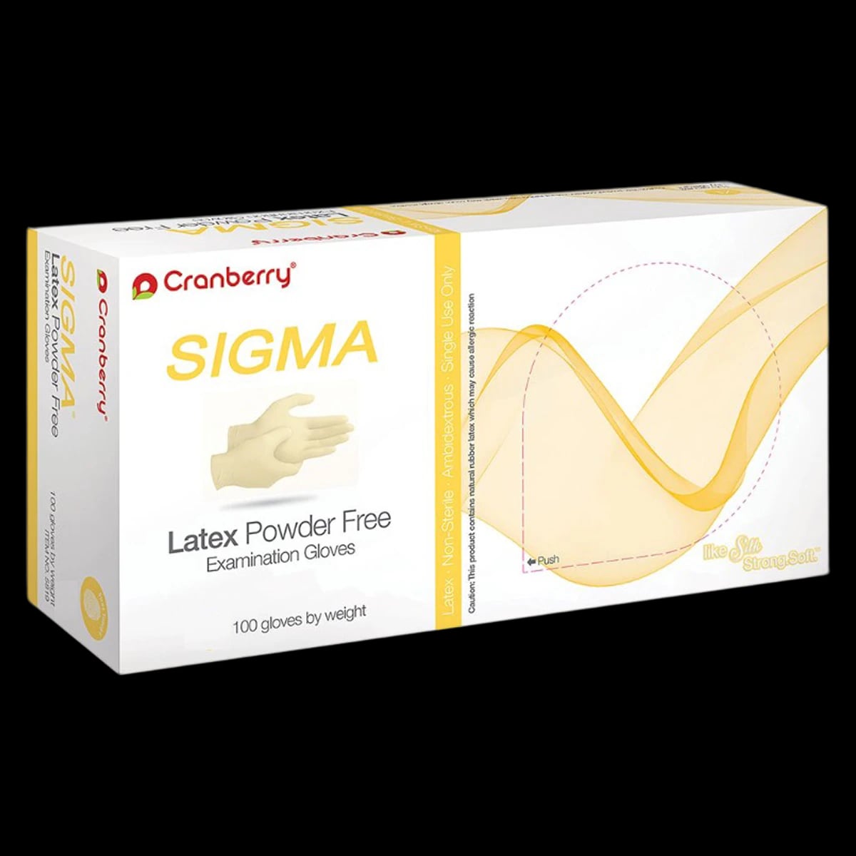 Cranberry® SIGMA Powder Free Latex Exam Gloves, Large, White, 100/Box, CR5818
