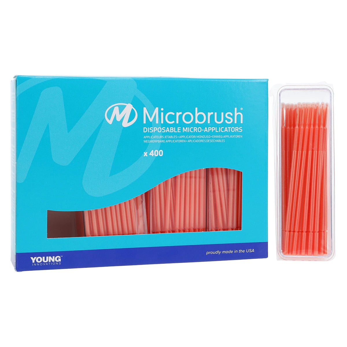 Microbrush Plus Micro-Applicator Dispenser Refills, Regular (2 mm), Peach, 400/Pk, PR400PE