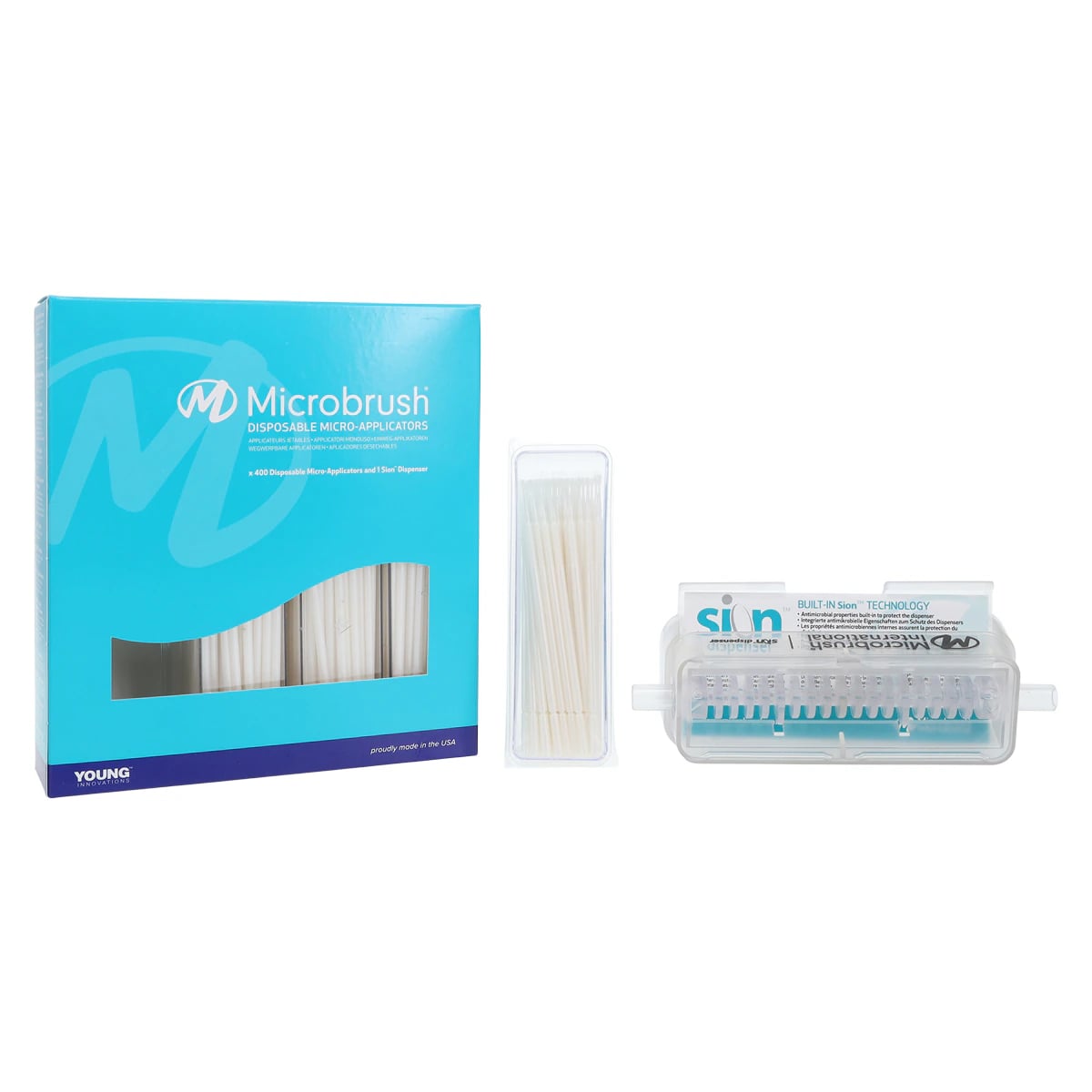 Microbrush Plus Dispenser Kit, Super Fine (1.0 mm), White, 400 Applicators (4 x 100ct Trays) + Dispenser, PSF400-KIT