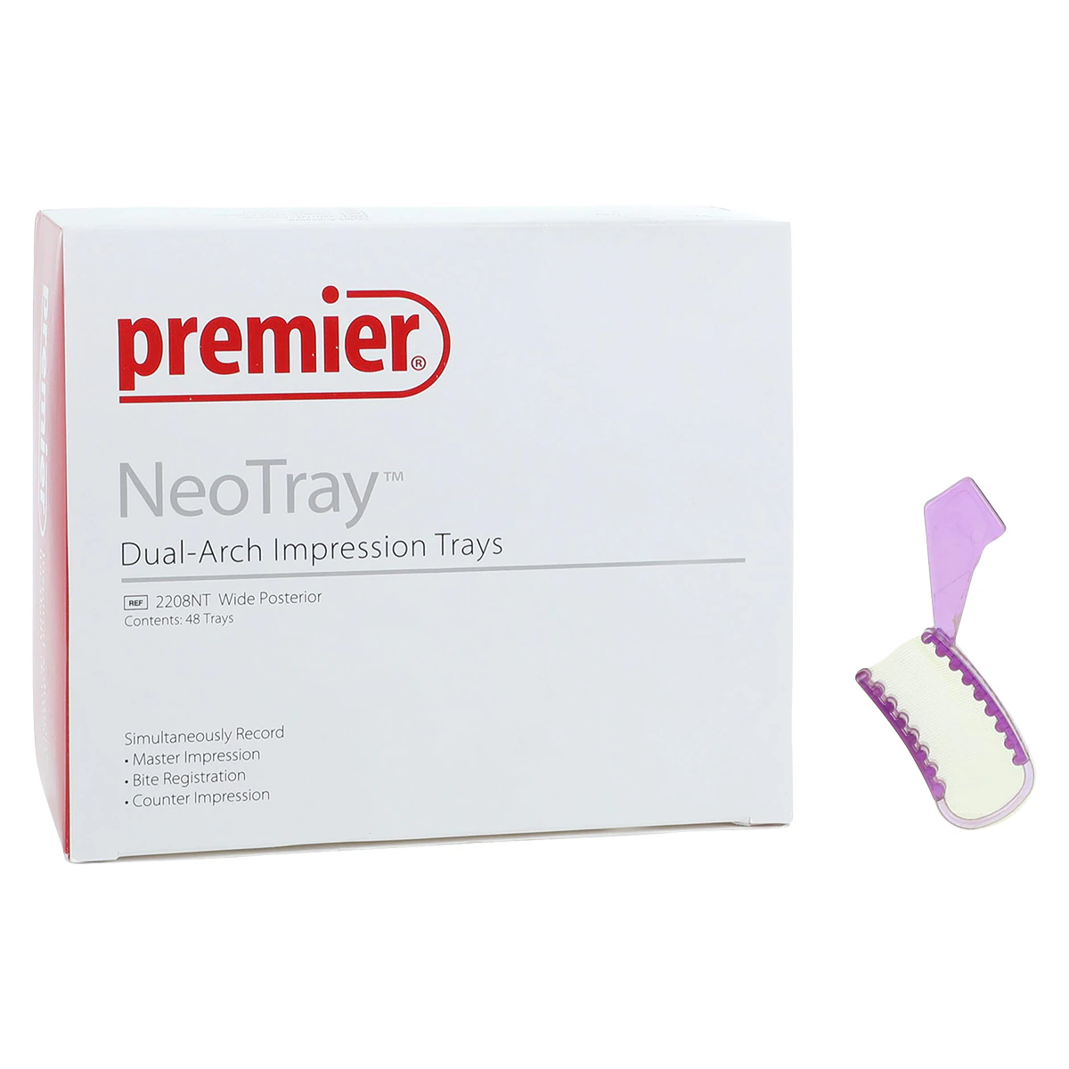 Premier NeoTray Wide Posterior Triple Bite Impression Trays, 48/Box, 2208NT
