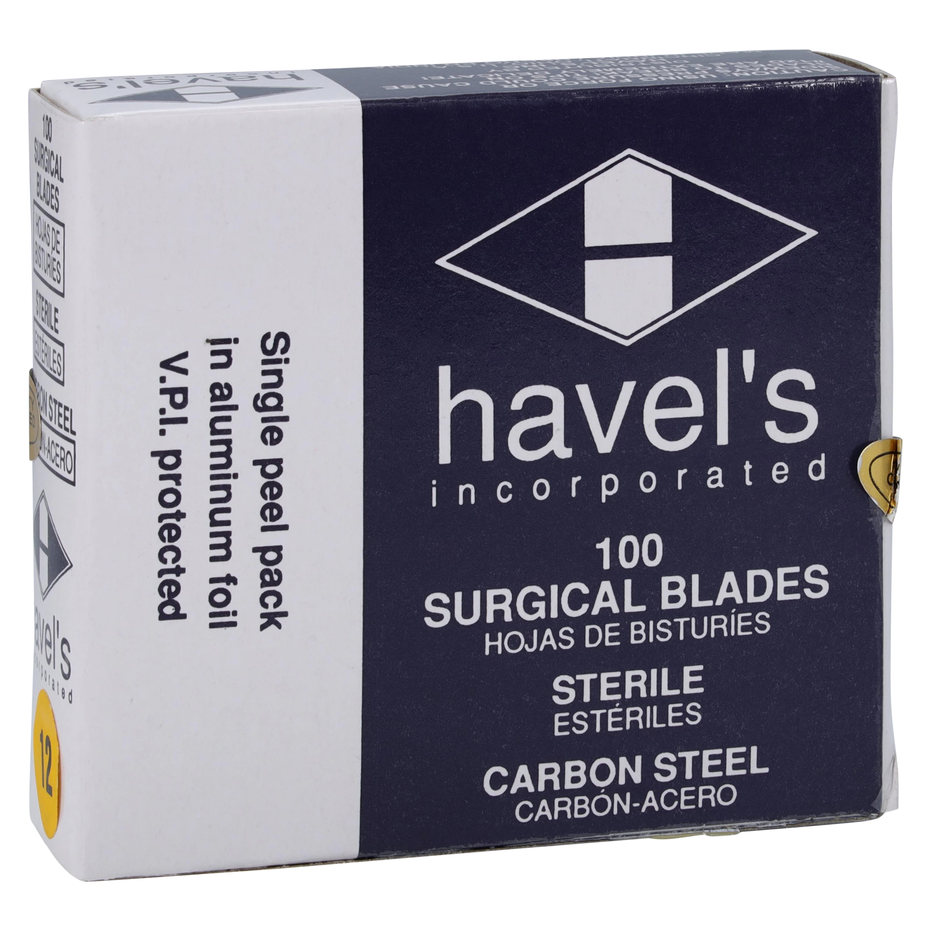 Havels Carbon Steel Sterile Surgical Blade #12, 100/Bx, 01KT8PD5AT38HJBCPS4J783AQE