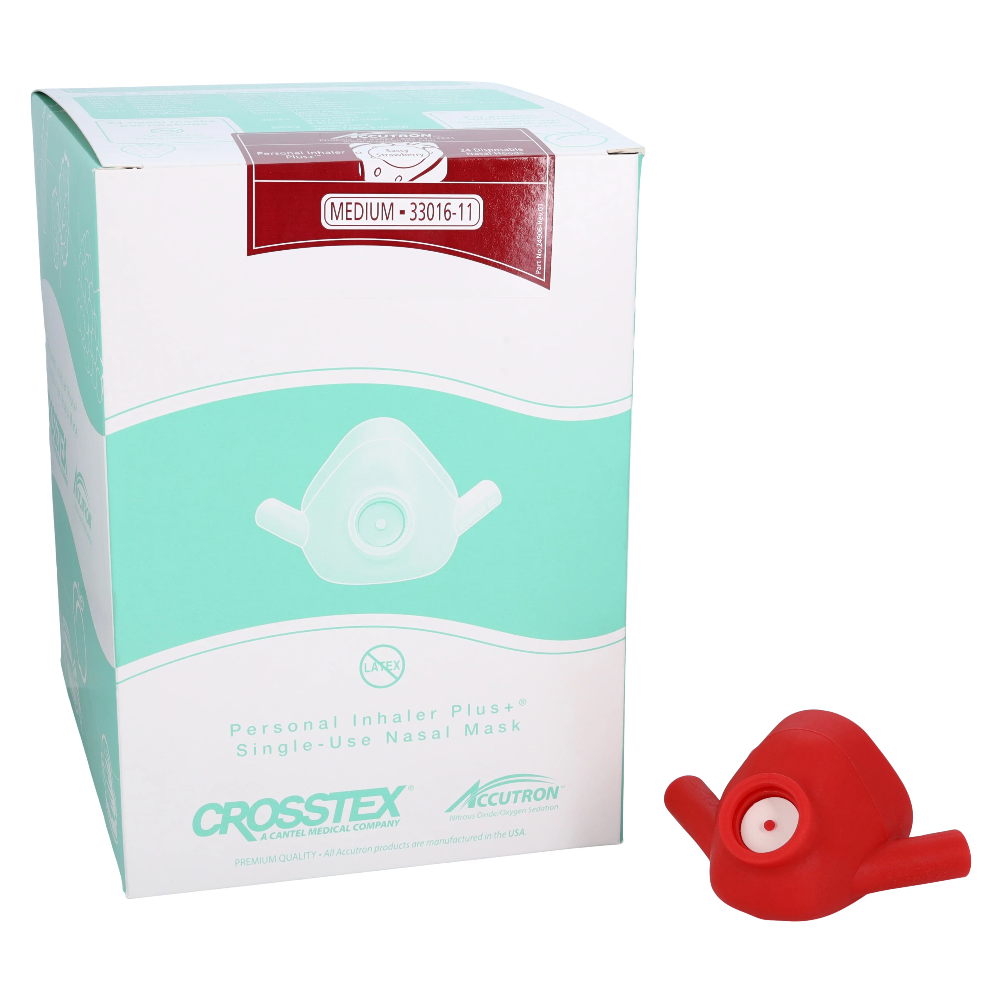 Accutron Personal Inhaler Plus (PIP+) Single-Use Nasal Hoods, Medium, Sassy Strawberry, 24/Pk, 33016-11