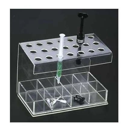 Plasdent Premium Composite Syringe Organizer, 21-Syringe Hold, Clear, 7-1/2"W x 5-1/2"H x 4-1/2"D, 1/Pk, 1402