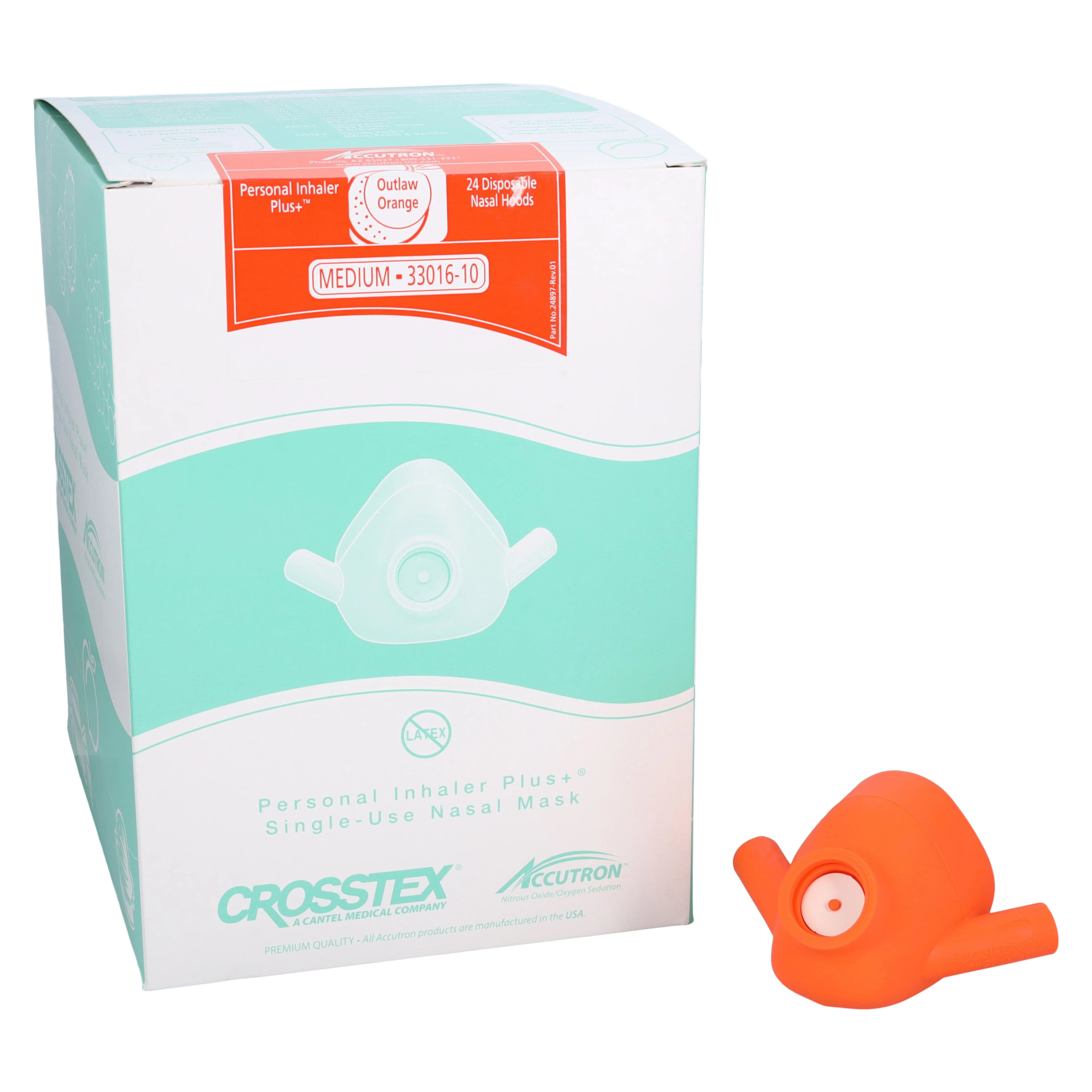 Accutron Personal Inhaler Plus+ (PIP+) Single-Use Nasal Hood, Medium, Outlaw Orange, 24/Pk, 33016-10