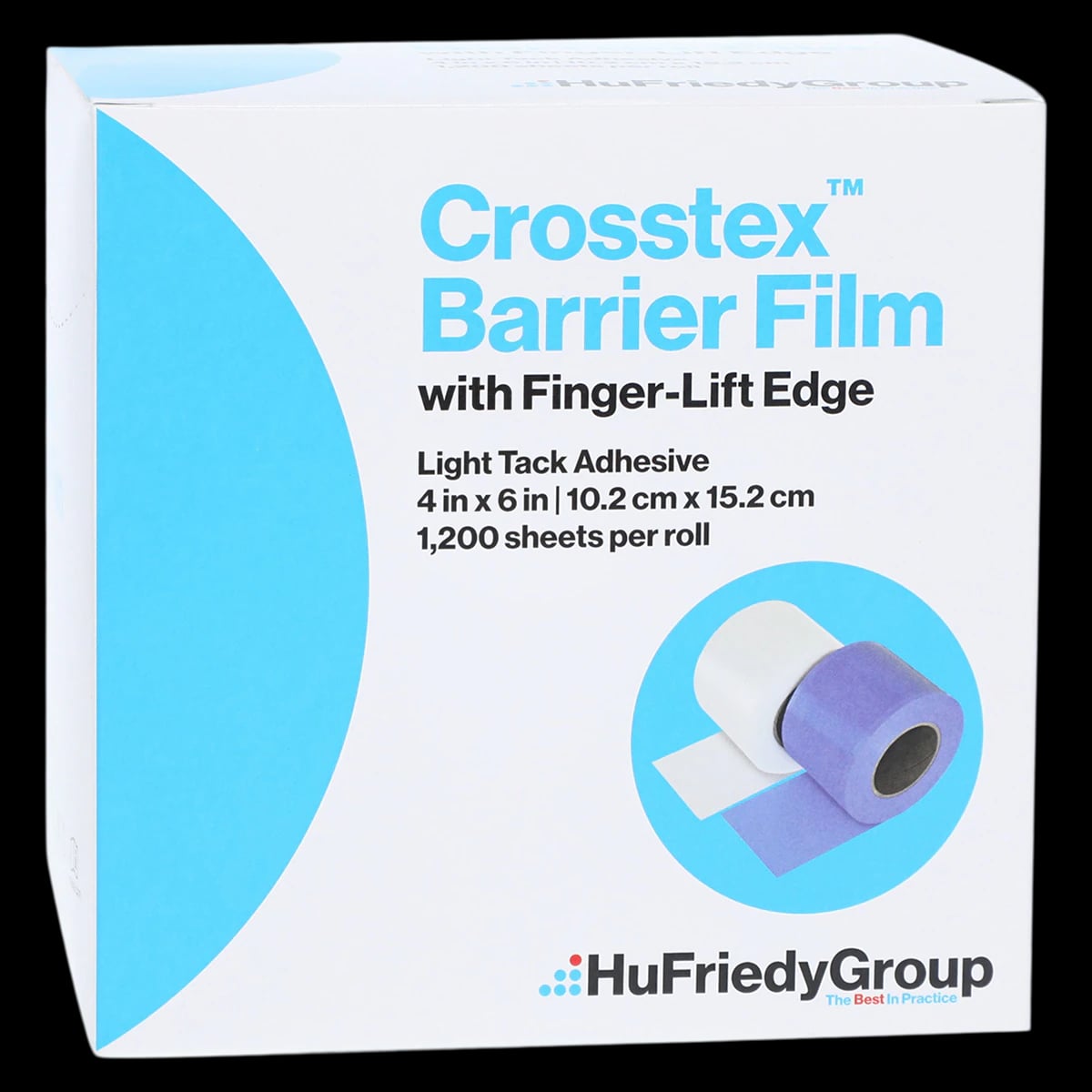 Crosstex Barrier Film with Finger-Lift Edge, 4" x 6", Blue, 1200 Sheets/Roll, BFBL
