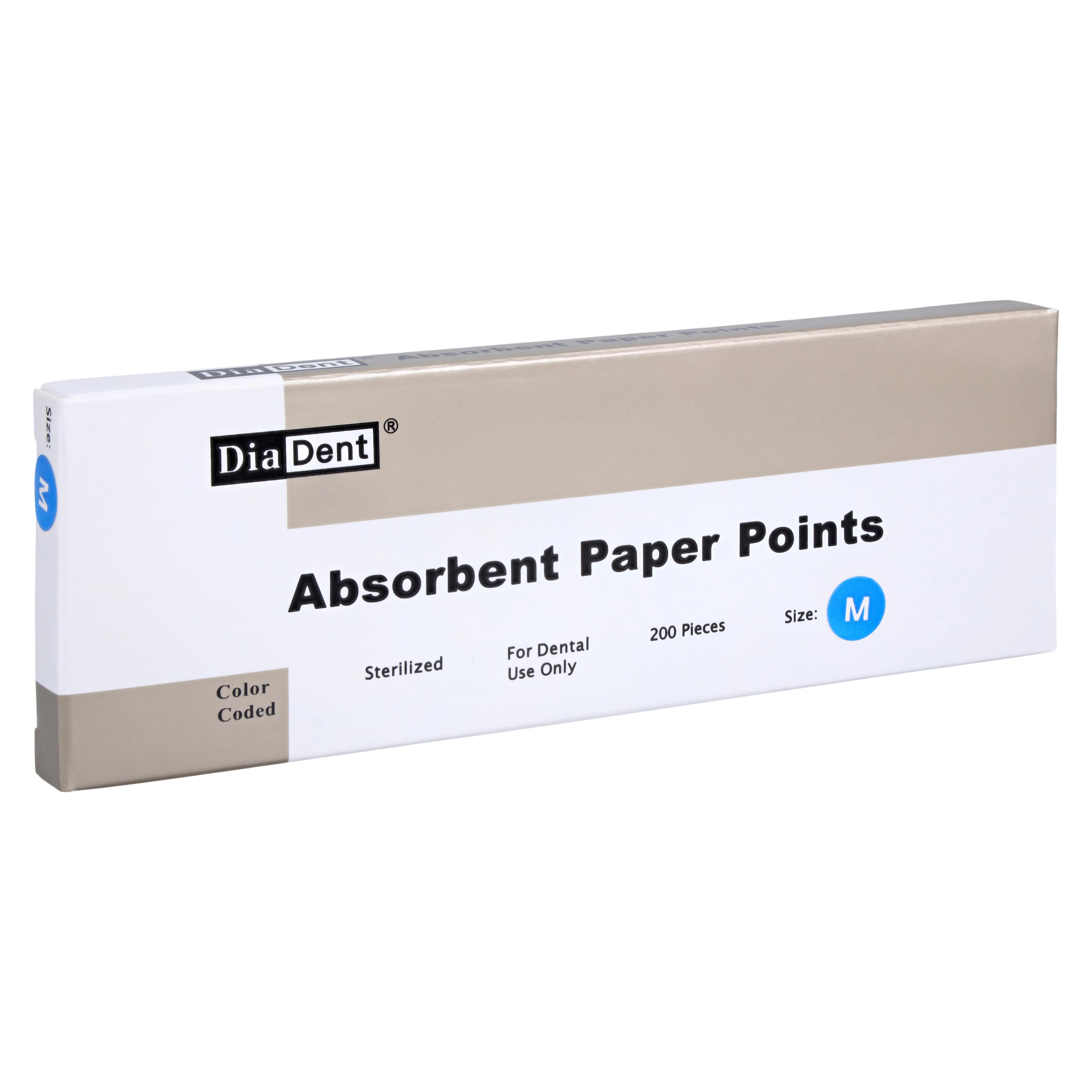 DiaDent Absorbent Paper Points, Accessory Size Medium, Non-Marked, Blue, .02 Taper, Cell Pack, 200/Pk, 202-304