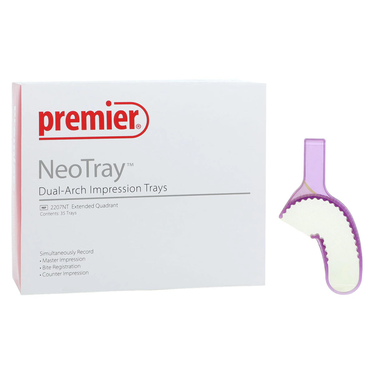 Premier NeoTray Extended Quadrant Triple Bite Impression Trays, Gold Mesh, 35/Box, 2207NT