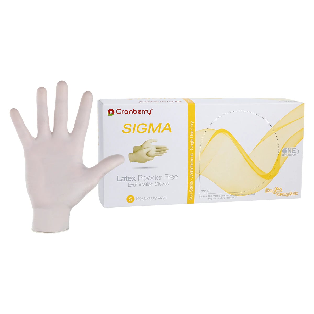 Cranberry® SIGMA Powder Free Latex Exam Gloves, Small, White, 100/Box, CR5816