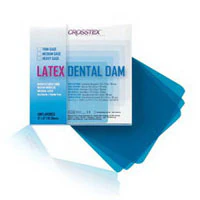 Crosstex Latex Dental Dam, 6" x 6", Medium, Blue, Unflavored, 36/Box, 19300