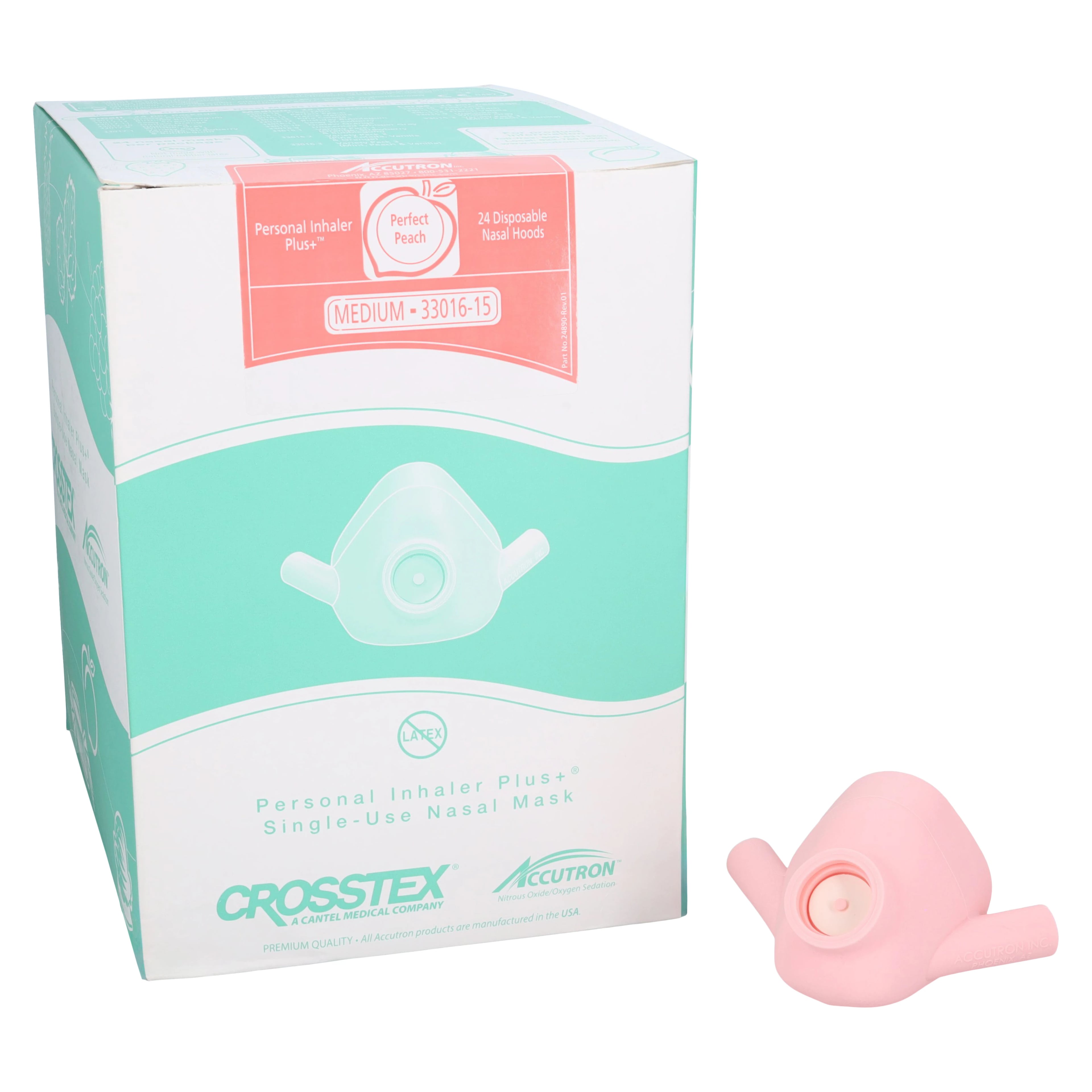 Accutron Personal Inhaler Plus+ (PIP+) Single-Use Nasal Hoods, Medium, Perfect Peach, 24/Pk, 33016-15