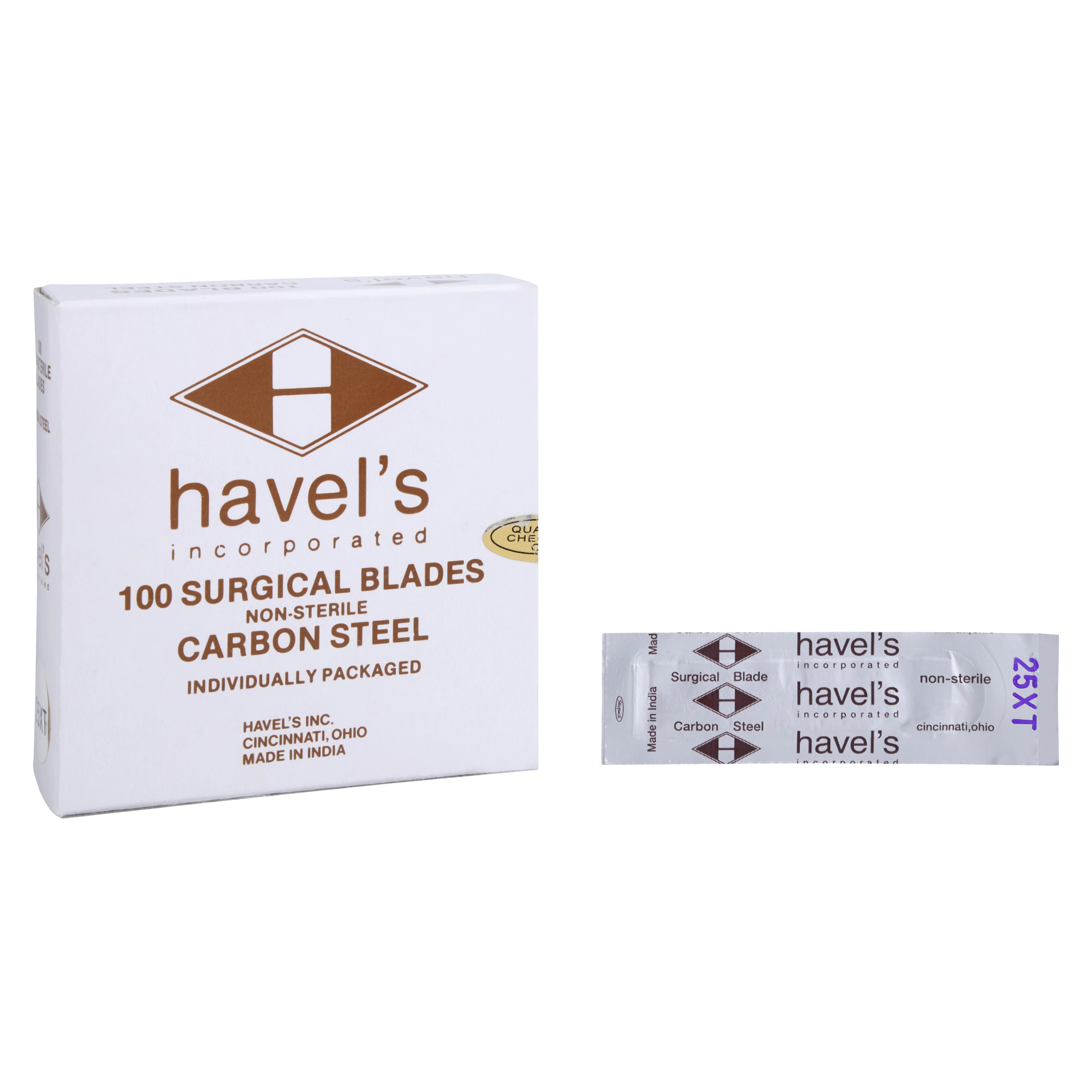 Havels Inc Surgical Blade Carbon Steel #25XT, Non-Sterile, 100/Pk