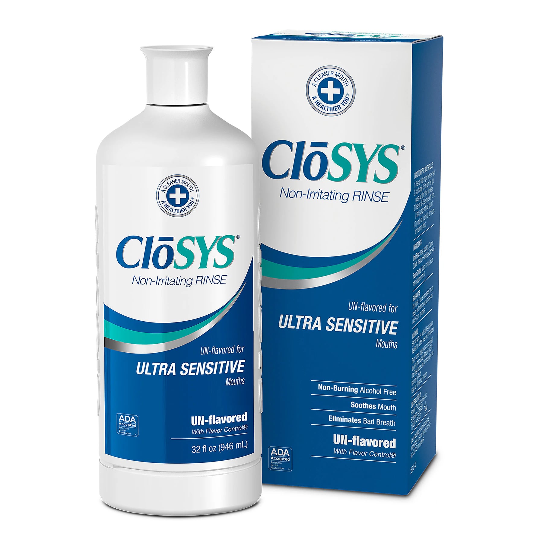 CloSYS Ultra Sensitive Oral Rinse, Unflavored, Alcohol-Free, 32 oz Bottle, CLUS32-2014R