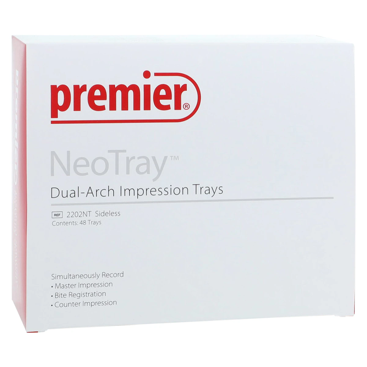 Premier NeoTray Sideless Posterior Impression Trays, Triple Bite, Gold Mesh, 48/Box, 2202NT
