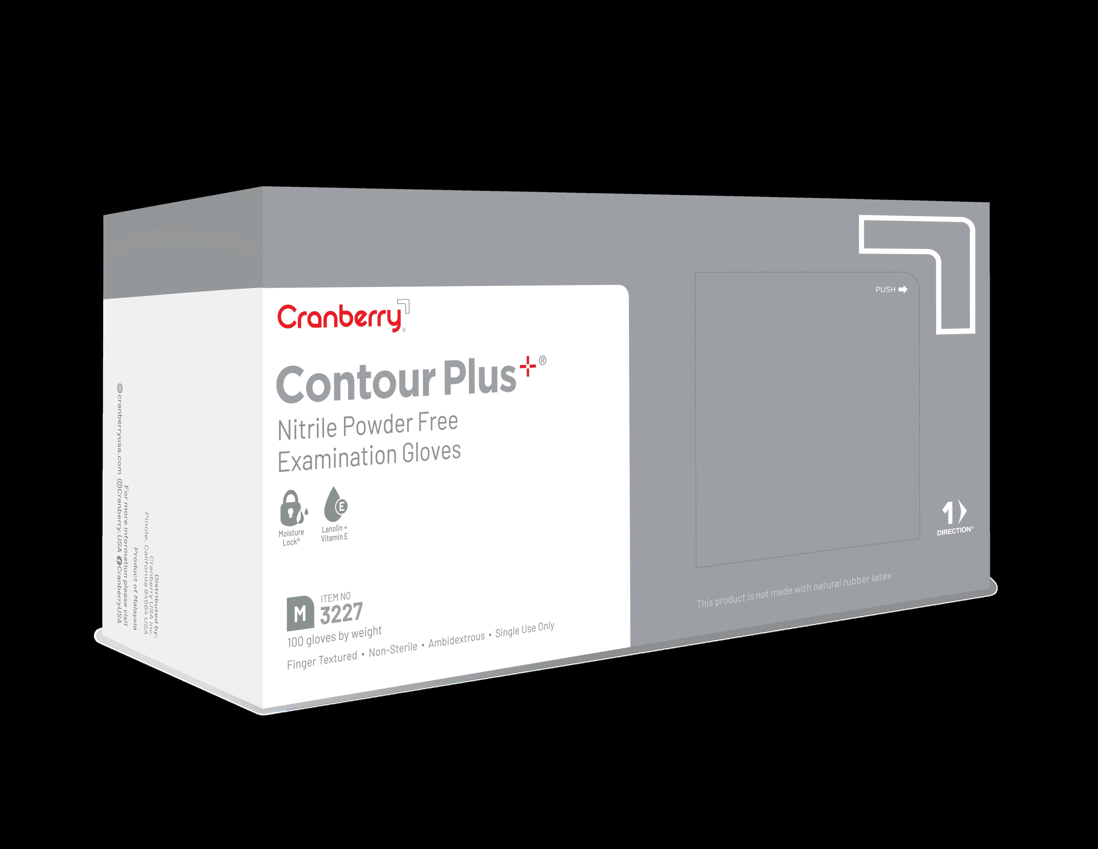 Cranberry Contour Plus® Nitrile Exam Gloves, Powder Free, Non-Sterile, Extra Large, Pro White, 100/Box, CR3229