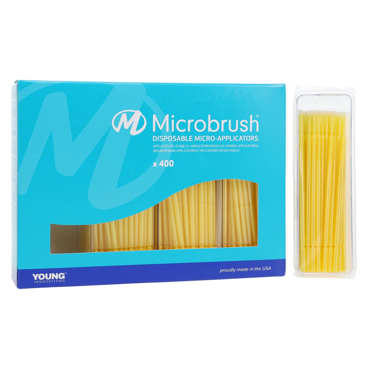 Microbrush Plus Micro-Applicator Dispenser Refills, Fine, Yellow, 400/Pk, PF400YE