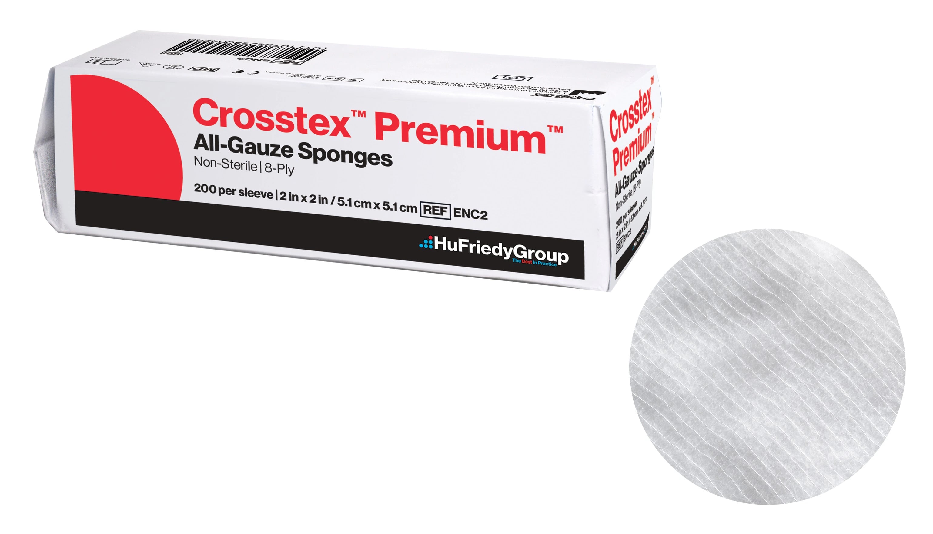 Crosstex All-Gauze Sponges Premium, Non-Sterile, 2" x 2", 8-Ply, 5000/Case, ENC2