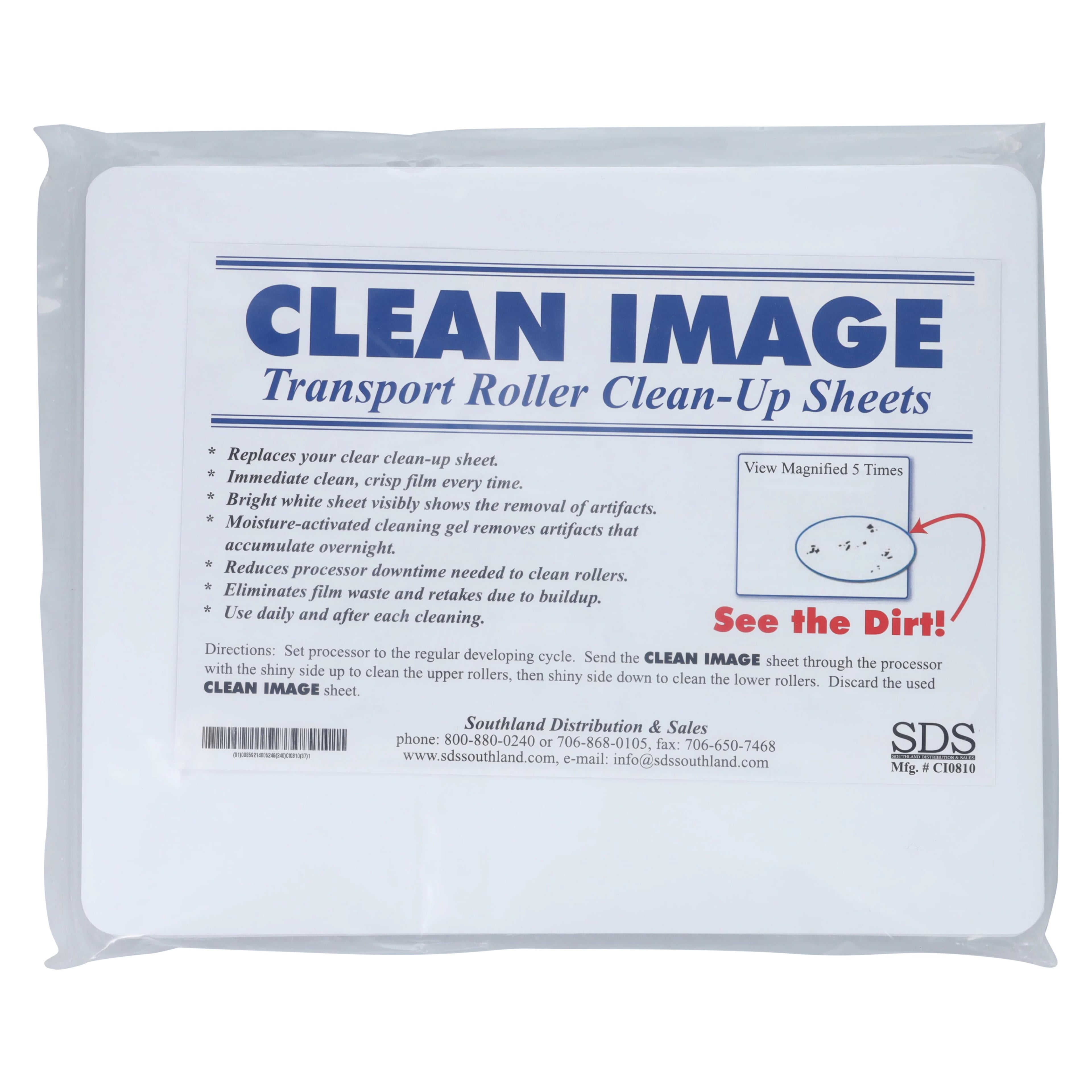 Clean Image Transport Roller Cleaning Sheets, White, 8" x 10", 50/Pk, CI0810