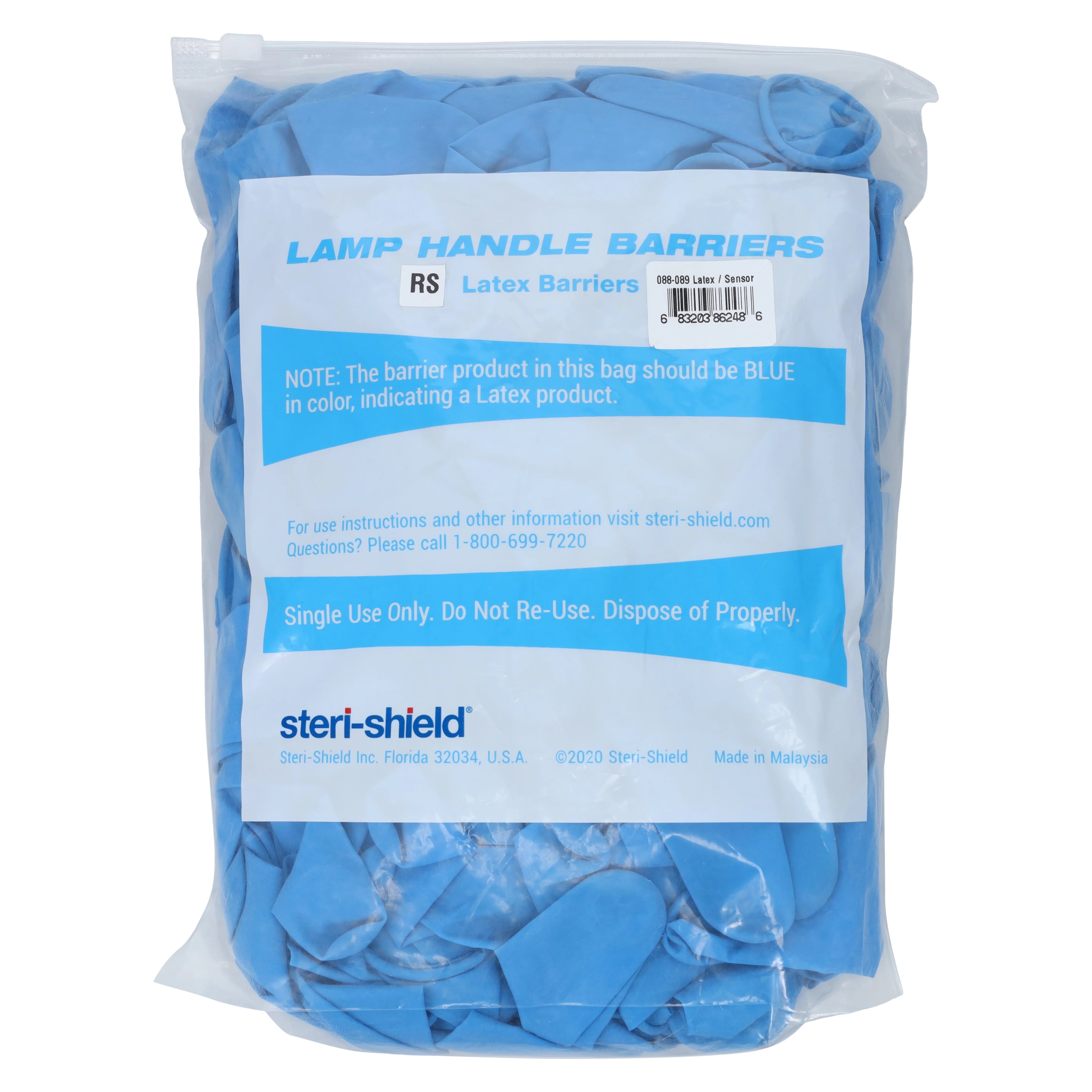 Steri-Shield Universal RS Barrier Latex Sensor Barrier Sleeves, Blue, 250/Box