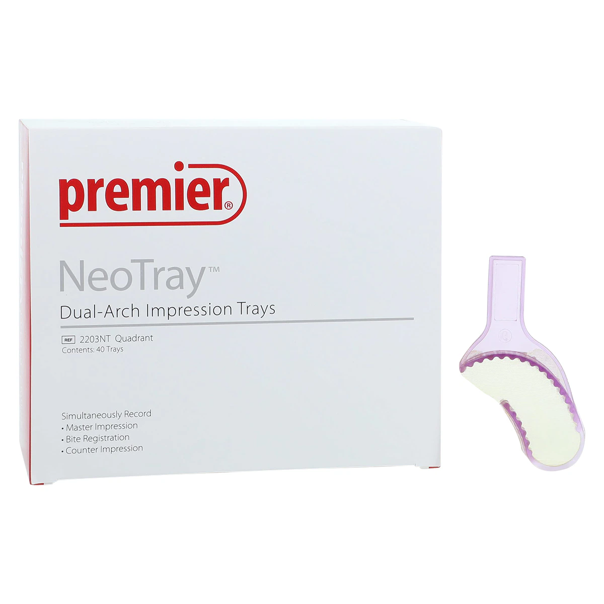 Premier NeoTray Quadrant Triple Bite Impression Trays, 40/Box, 2203NT