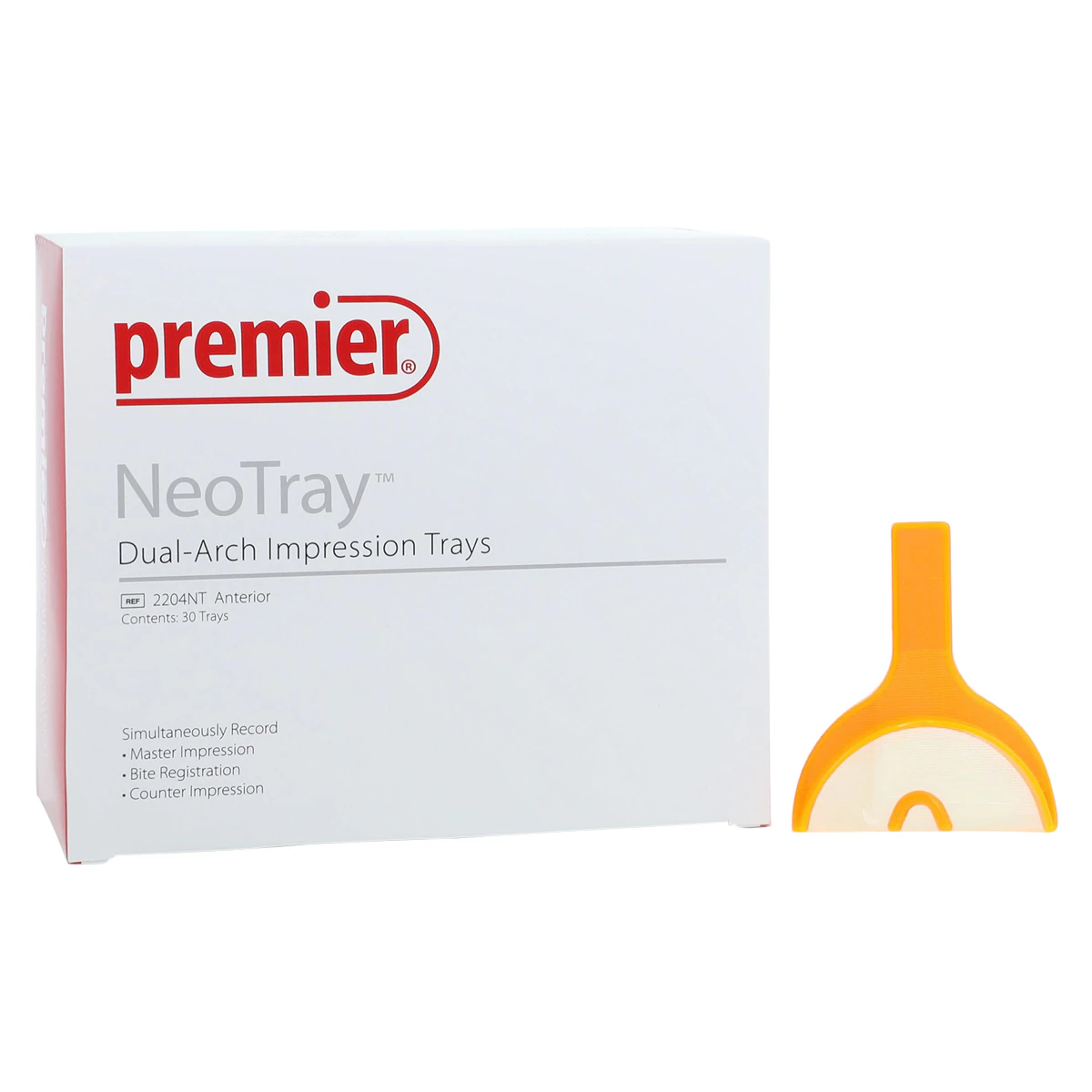 Premier NeoTray Anterior Triple Bite Impression Trays, Gold Mesh Technology, 30/Box, 2204NT
